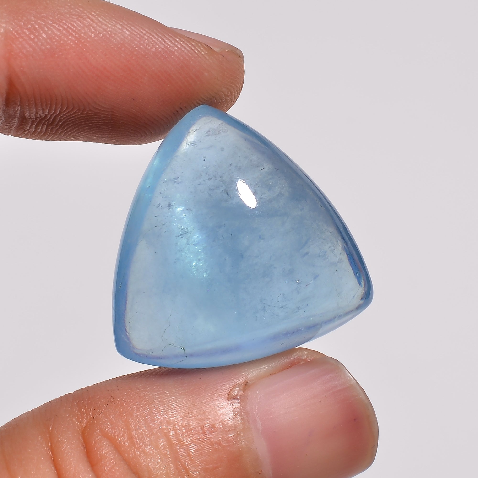 natural aquamarine trillion shape cabochon loose gemstone