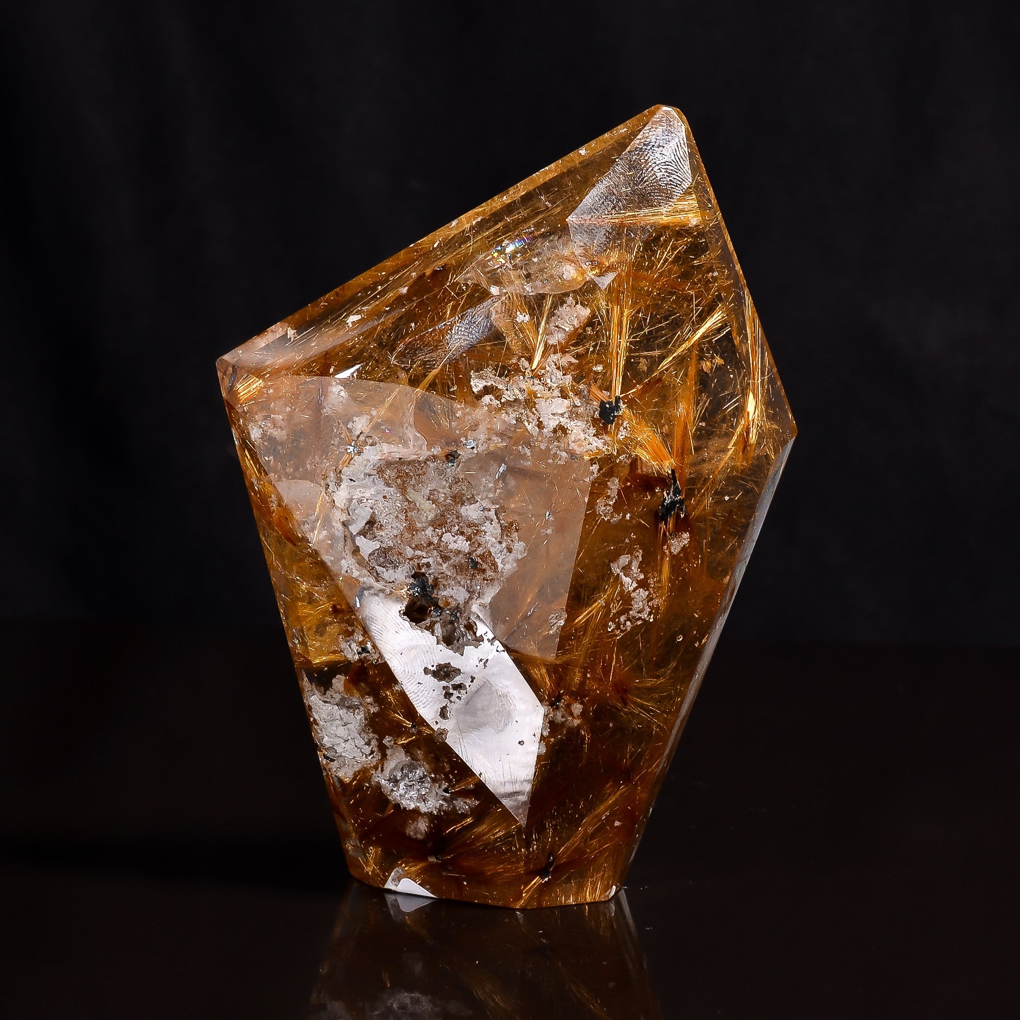 natural golden rutile quartz fancy shape cut stone loose gemstone