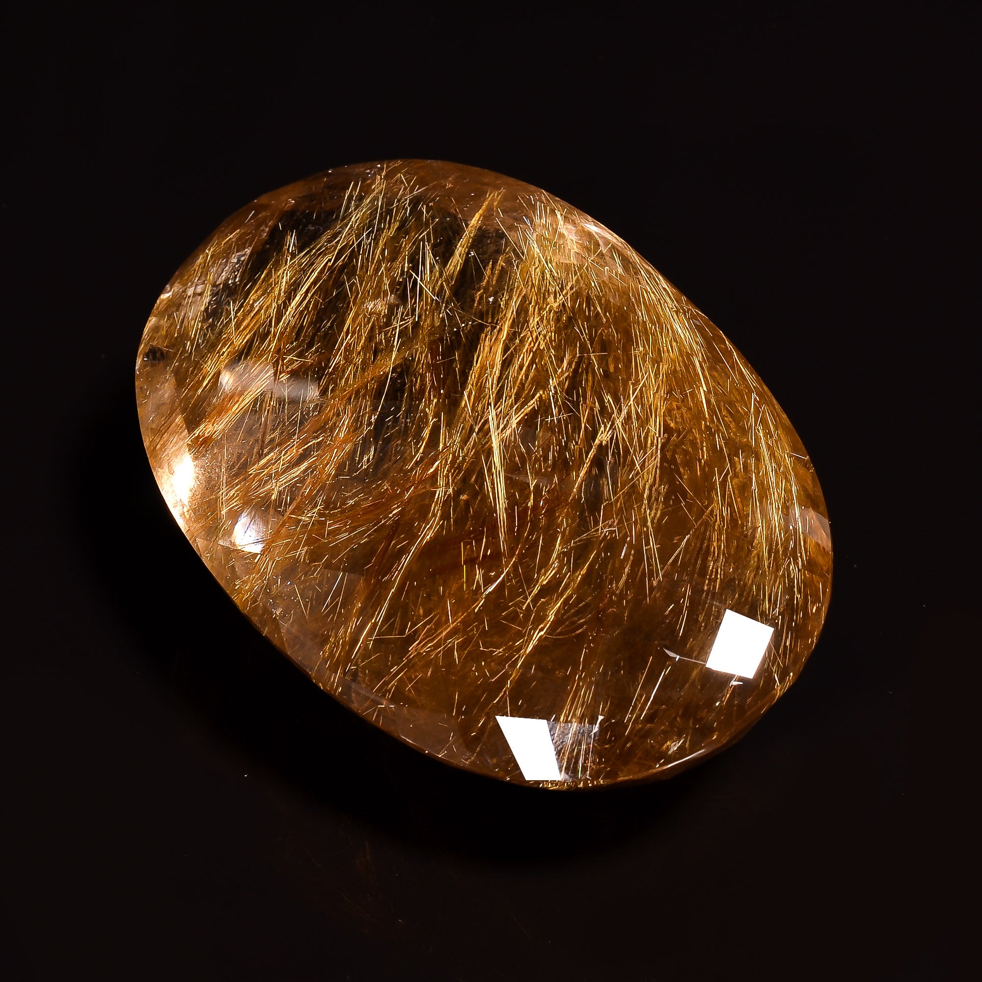 100 natural golden rutile quartz oval shape faceted loose gemstone