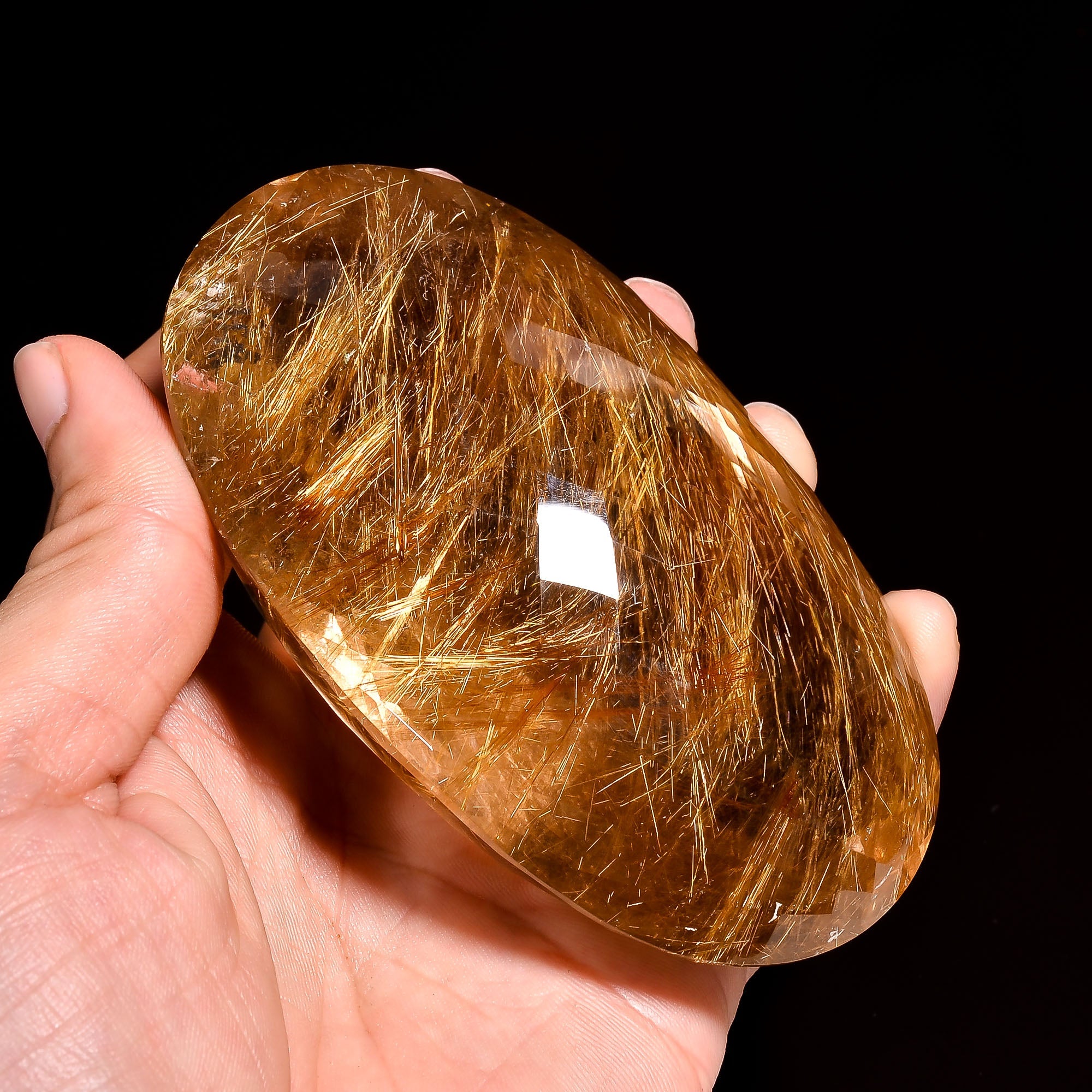 100 natural golden rutile quartz oval shape faceted loose gemstone