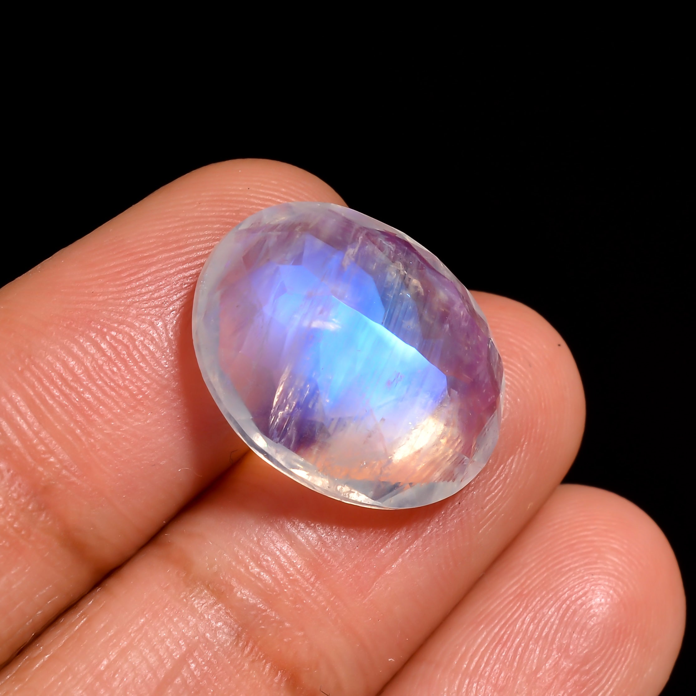 rainbow moonstone oval shape cut stone loose gemstone