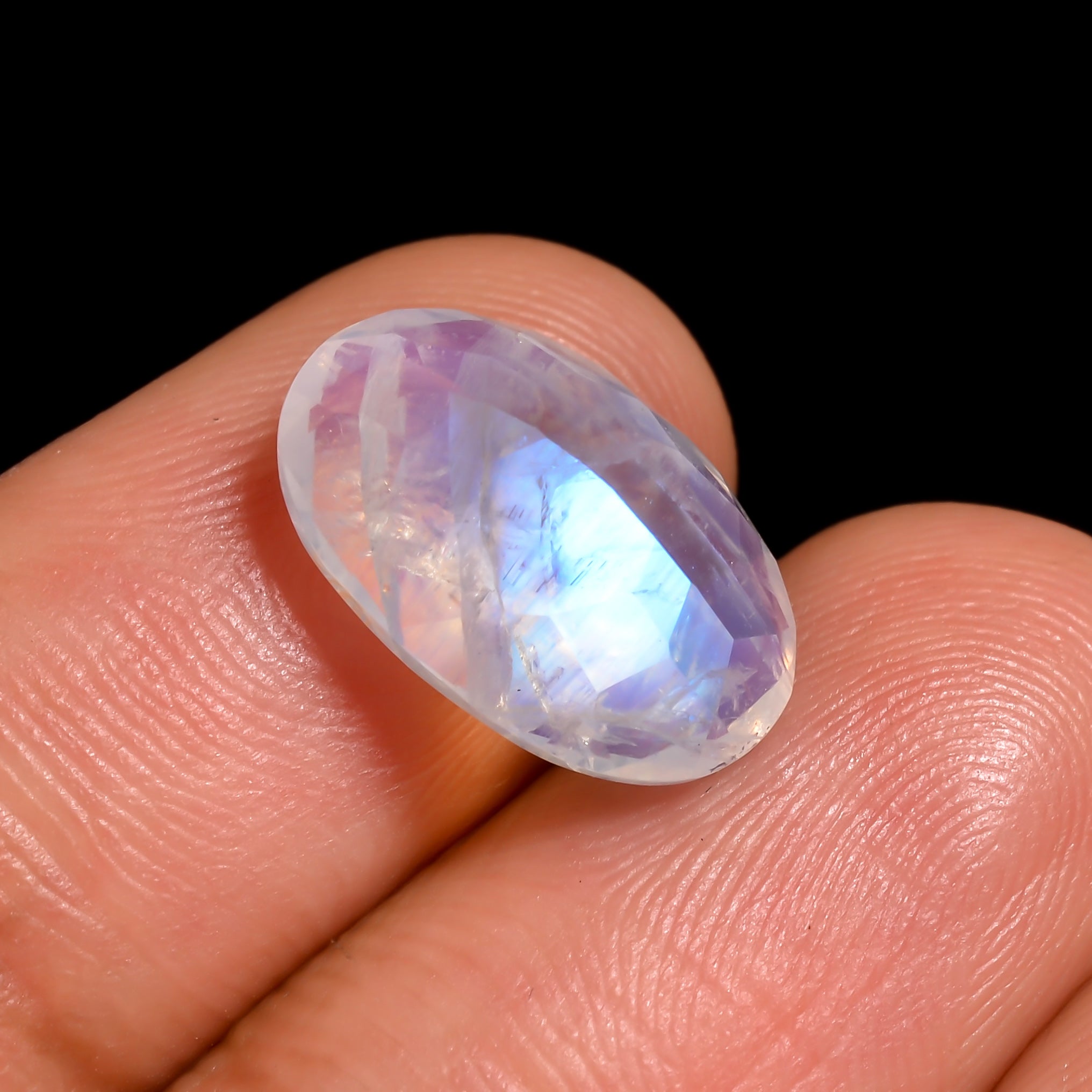 rainbow moonstone oval shape cut stone loose gemstone