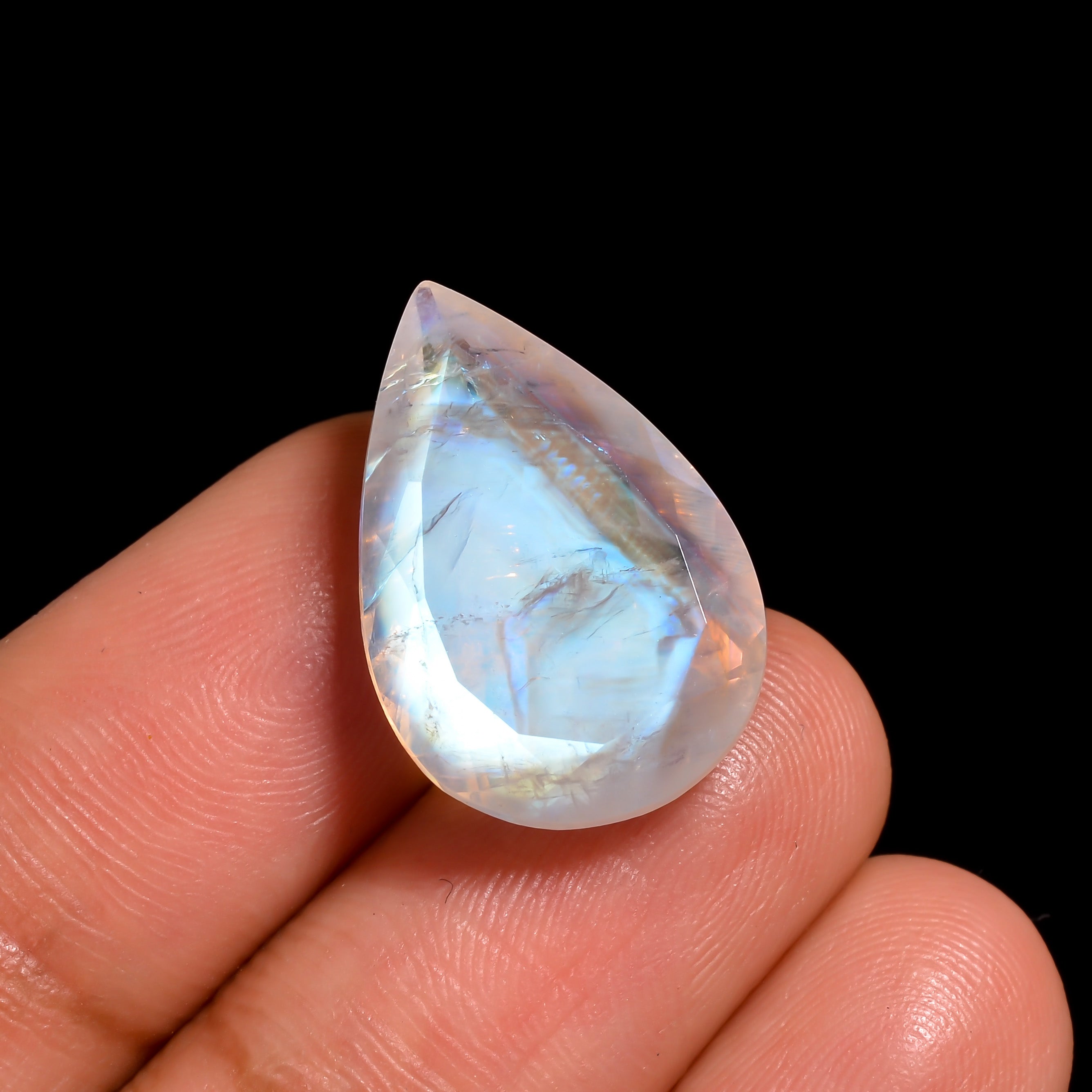 rainbow moonstone pear shape cut stone loose gemstone