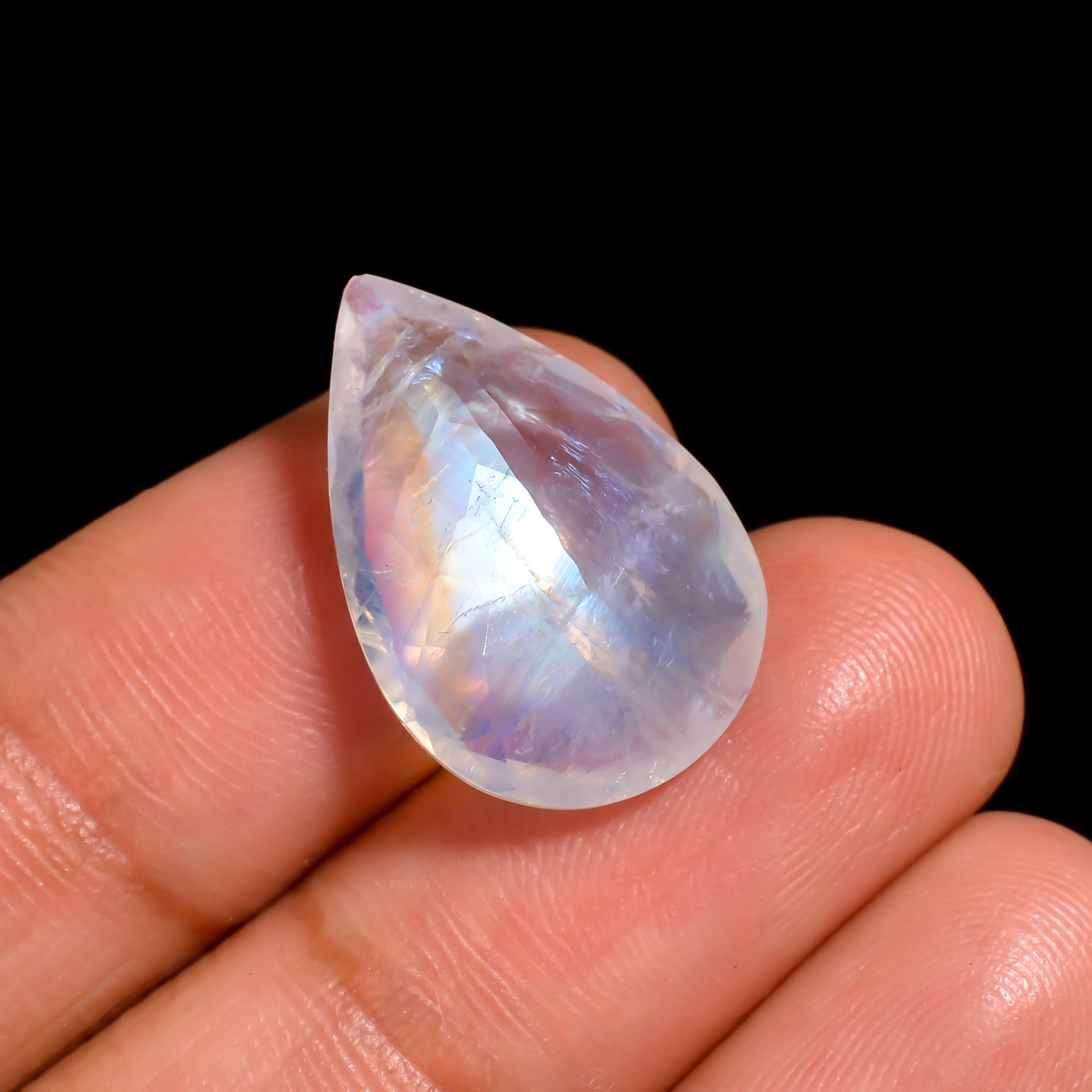 rainbow moonstone pear shape cut stone loose gemstone