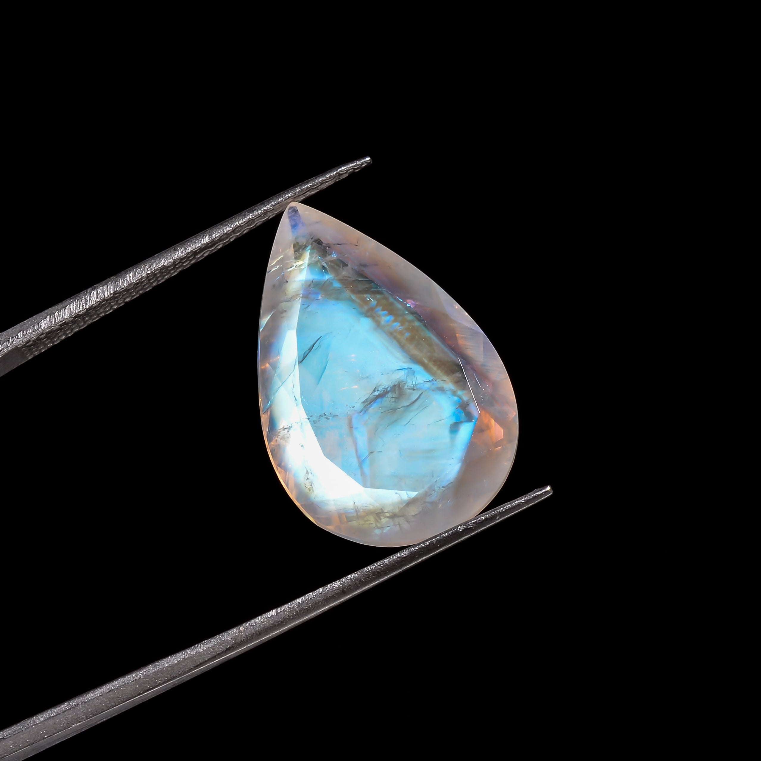 rainbow moonstone pear shape cut stone loose gemstone