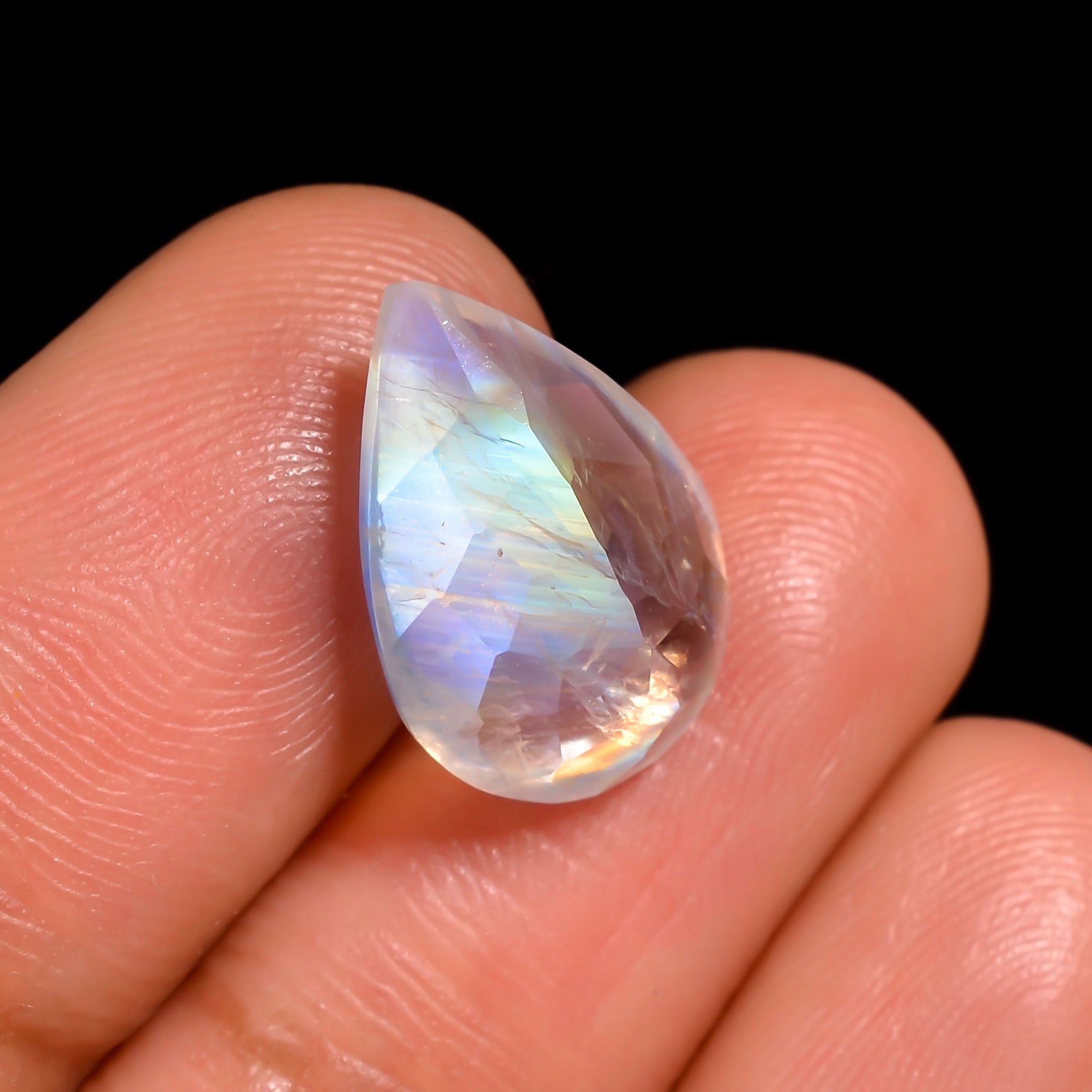 rainbow moonstone pear shape cut stone loose gemstone
