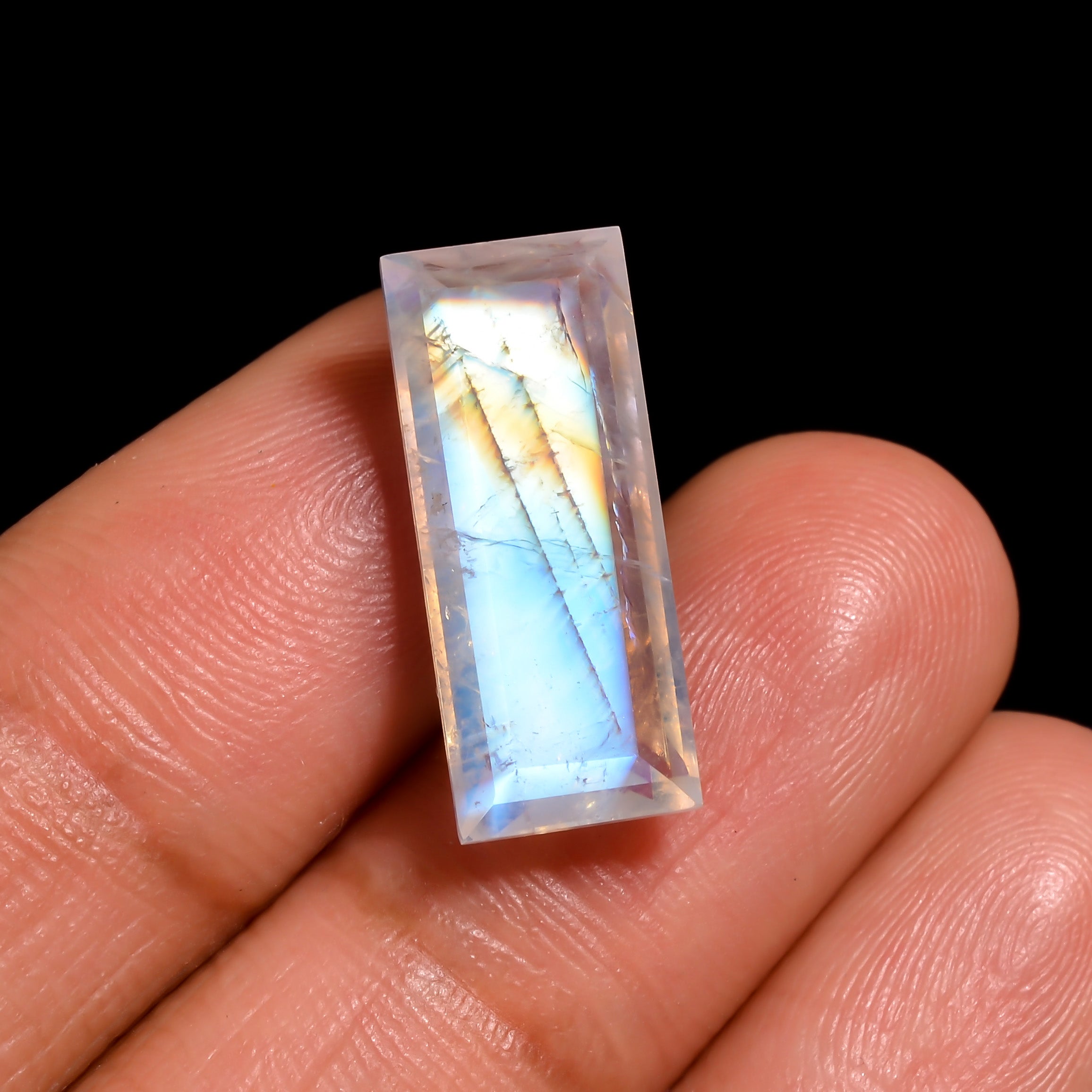 rainbow moonstone rectangle shape cut stone loose gemstone