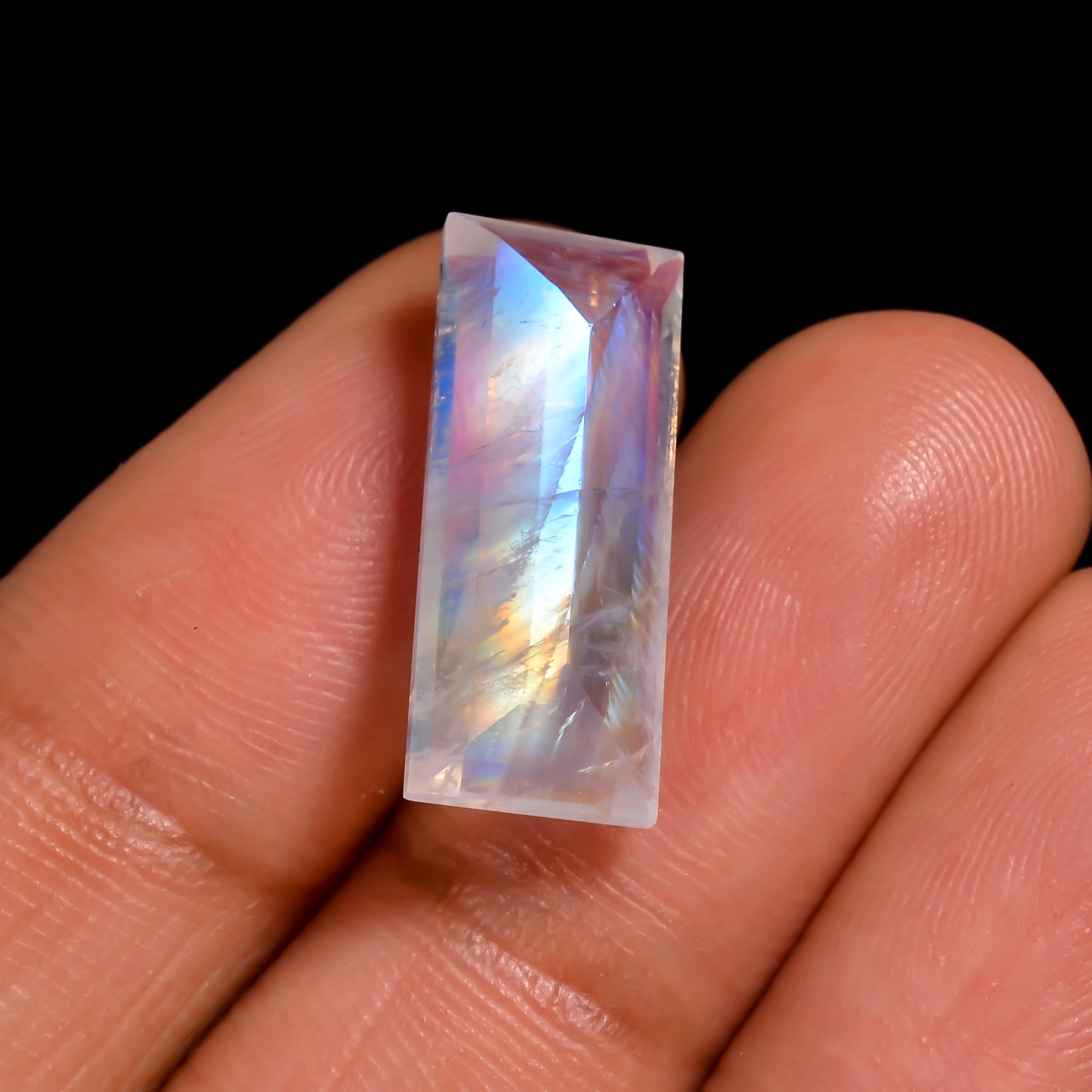 rainbow moonstone rectangle shape cut stone loose gemstone