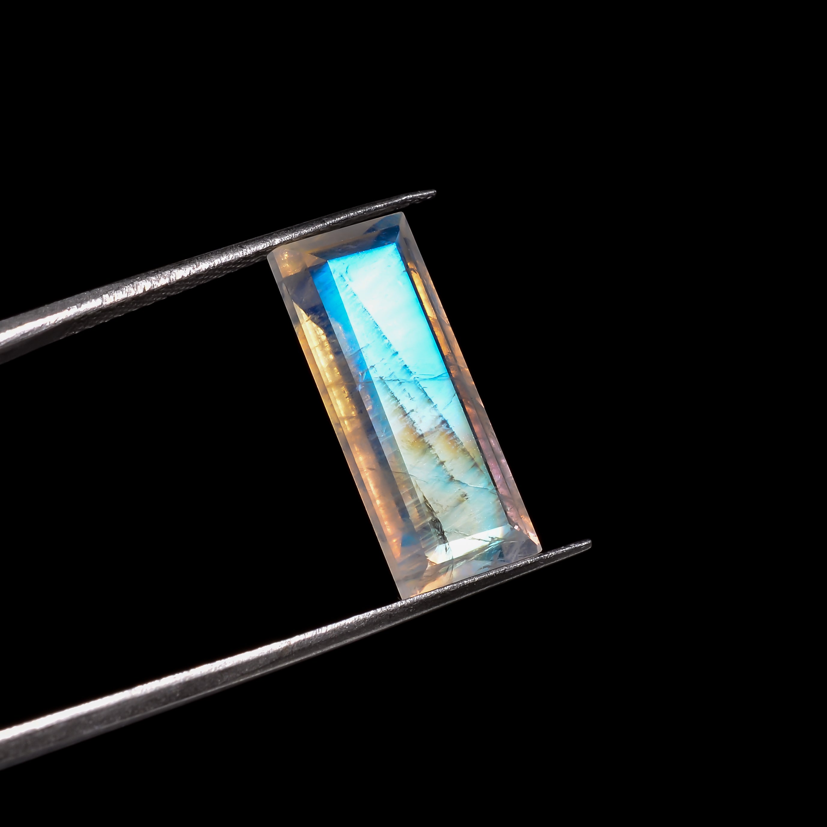 rainbow moonstone rectangle shape cut stone loose gemstone