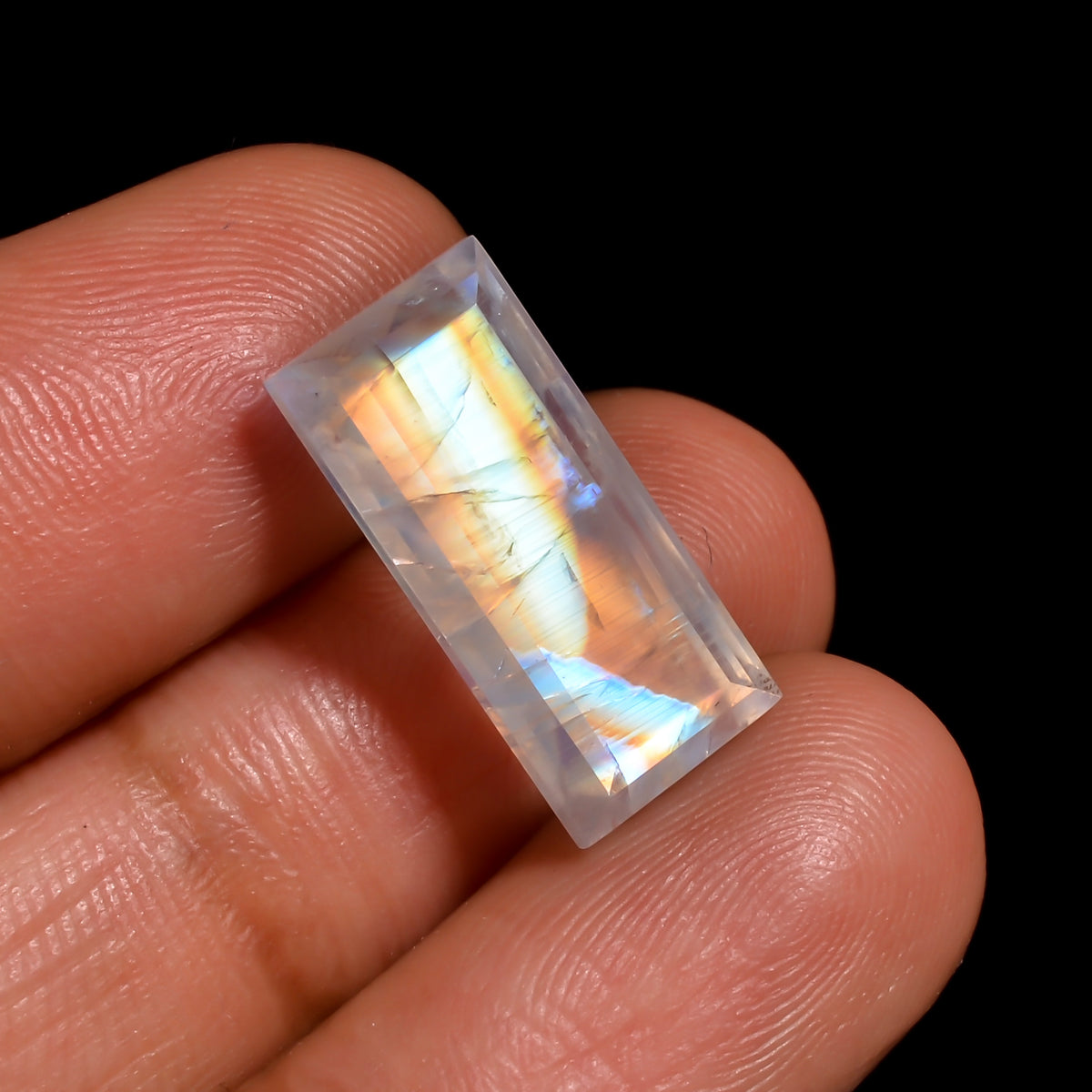 Rainbow Moonstone Rectangle Shape Cut Stone Loose Gemstone Ct