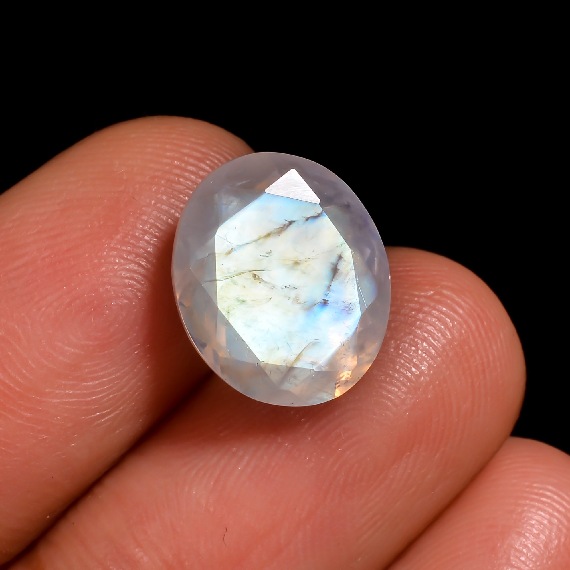 rainbow moonstone oval shape cut stone loose gemstone
