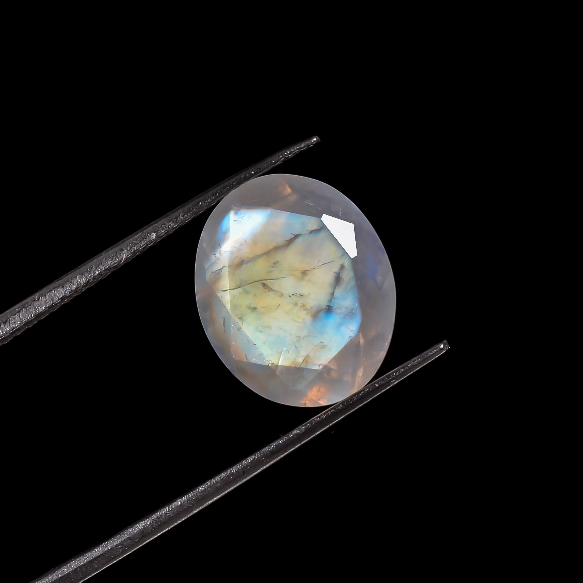 rainbow moonstone oval shape cut stone loose gemstone