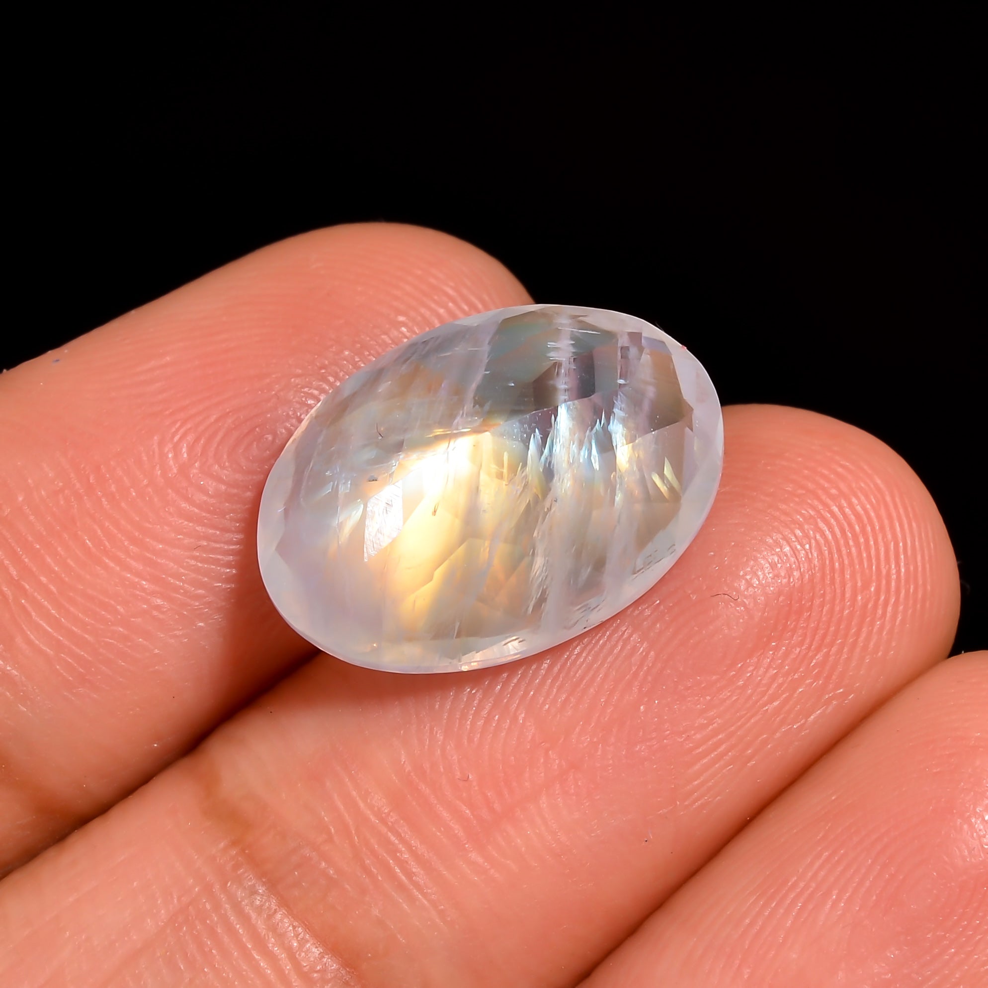 rainbow moonstone oval shape cut stone loose gemstone