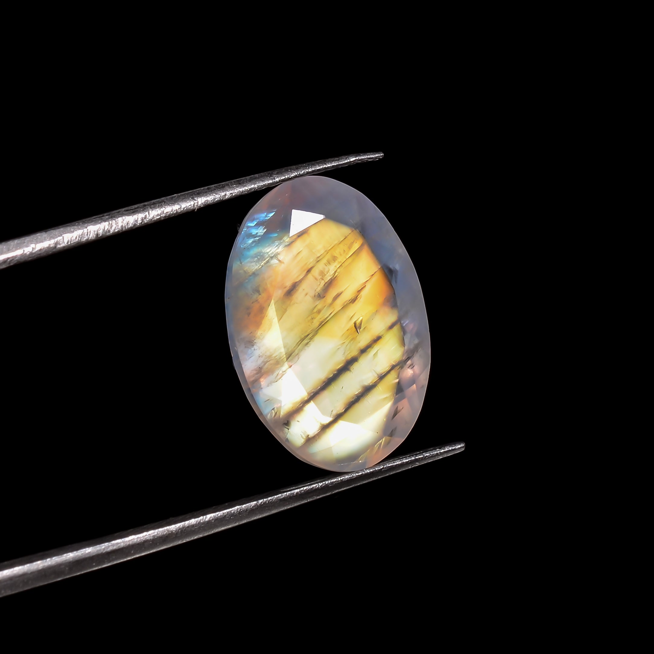 rainbow moonstone oval shape cut stone loose gemstone