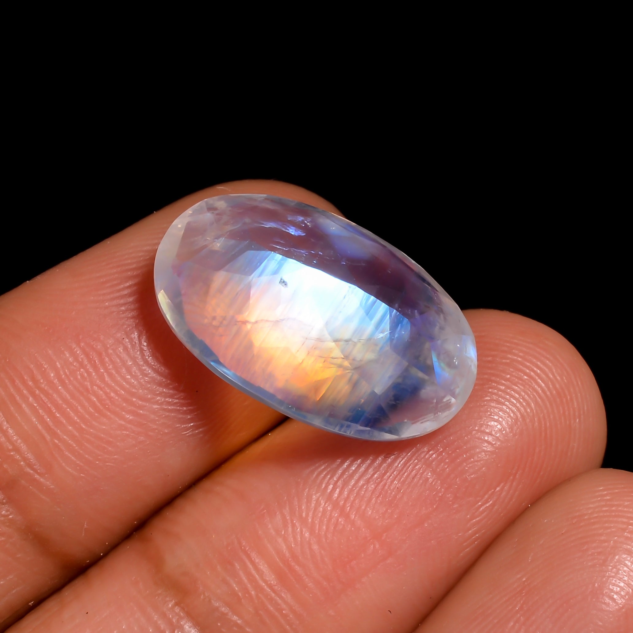 rainbow moonstone oval shape cut stone loose gemstone