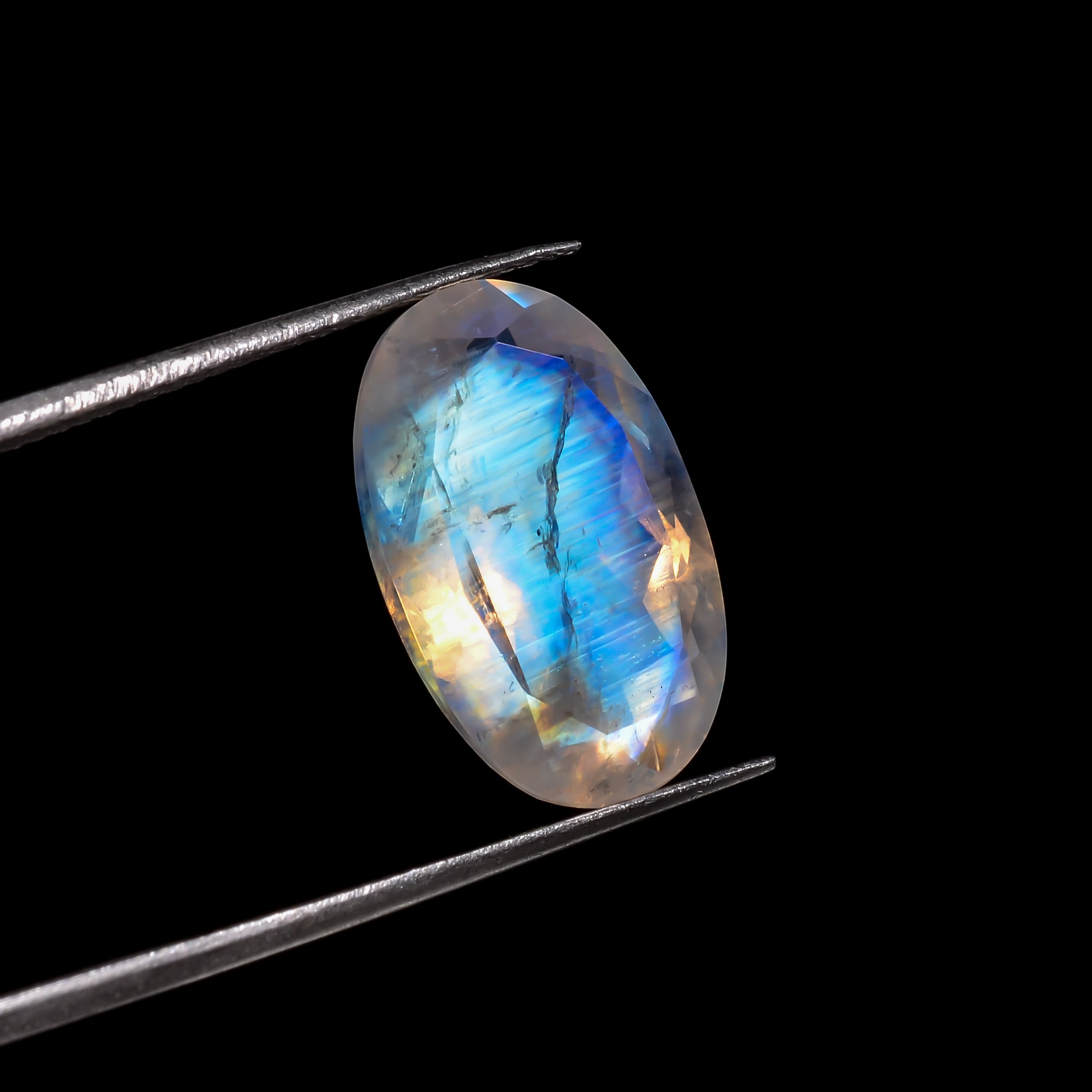 rainbow moonstone oval shape cut stone loose gemstone