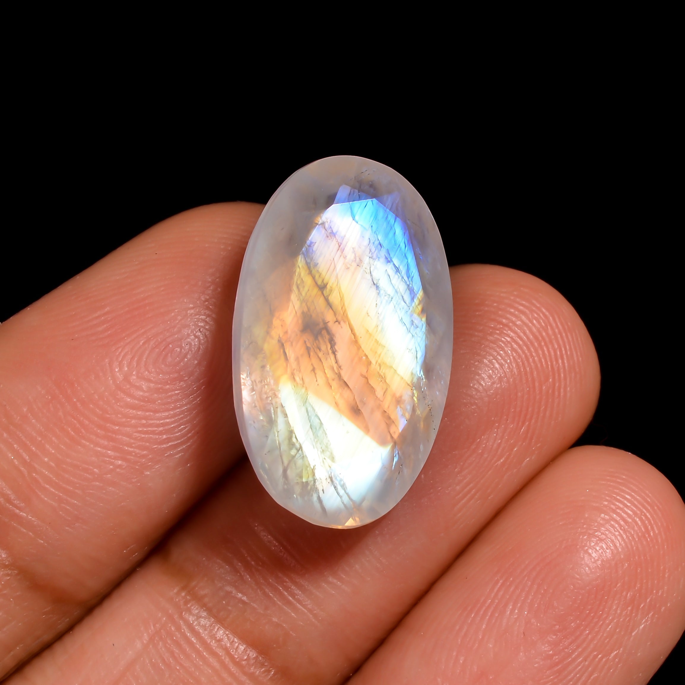 sunset flash moonstone oval shape cut stone loose gemstone