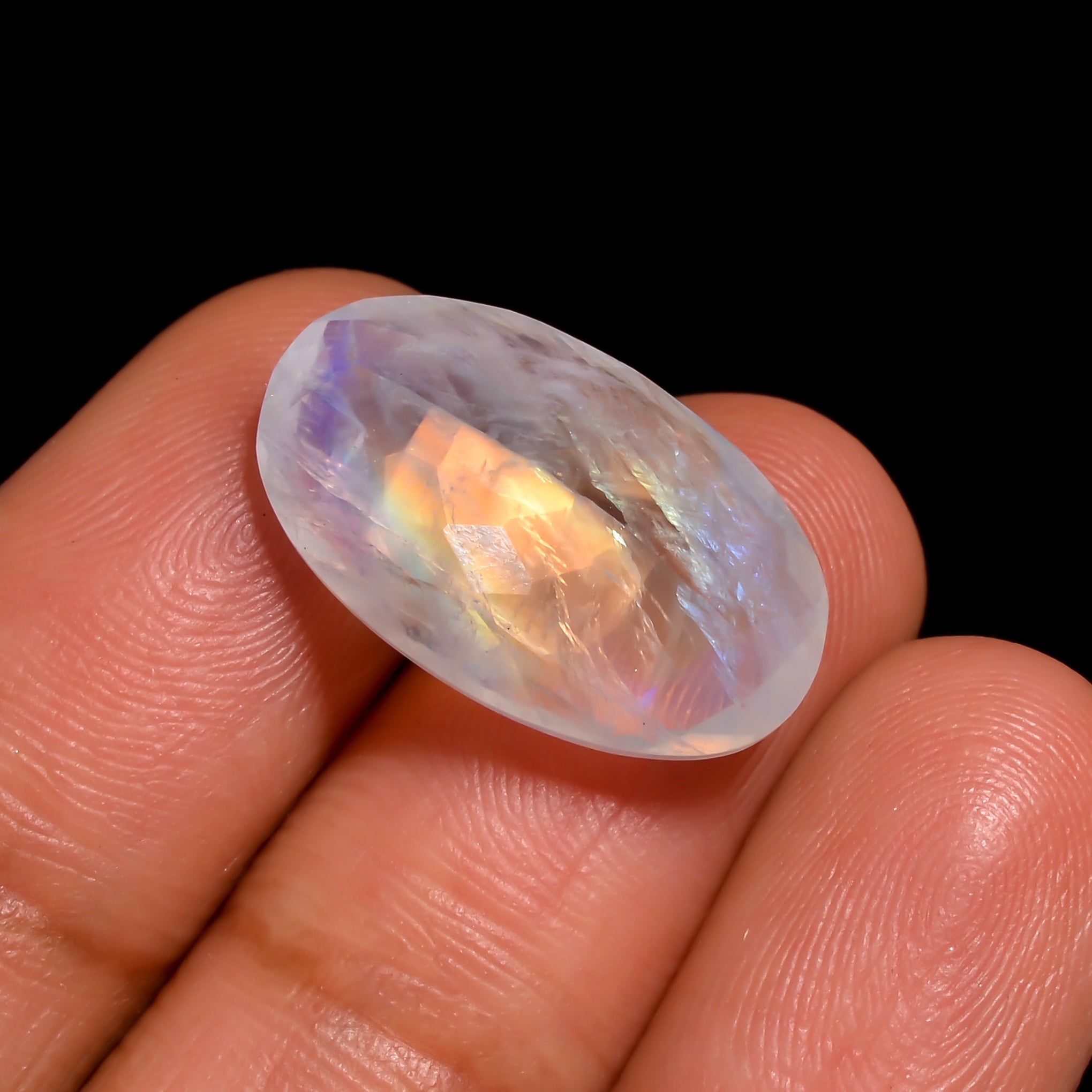 sunset flash moonstone oval shape cut stone loose gemstone