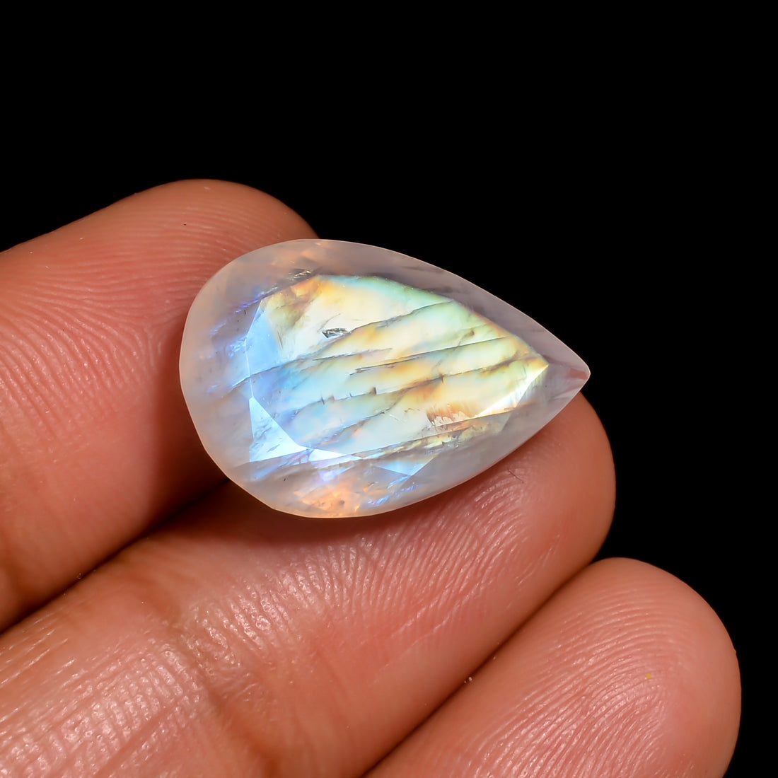 rainbow moonstone pear shape cut stone loose gemstone