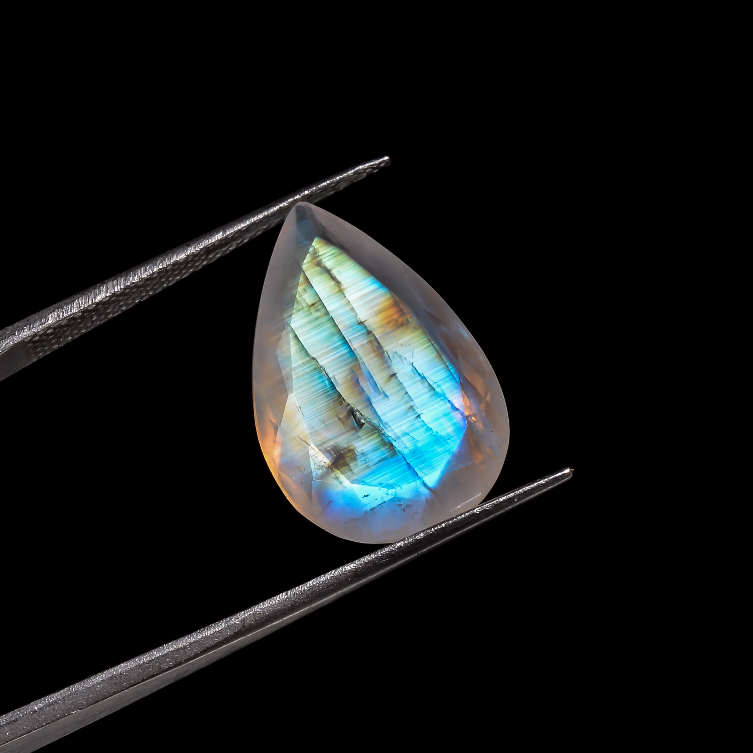 rainbow moonstone pear shape cut stone loose gemstone