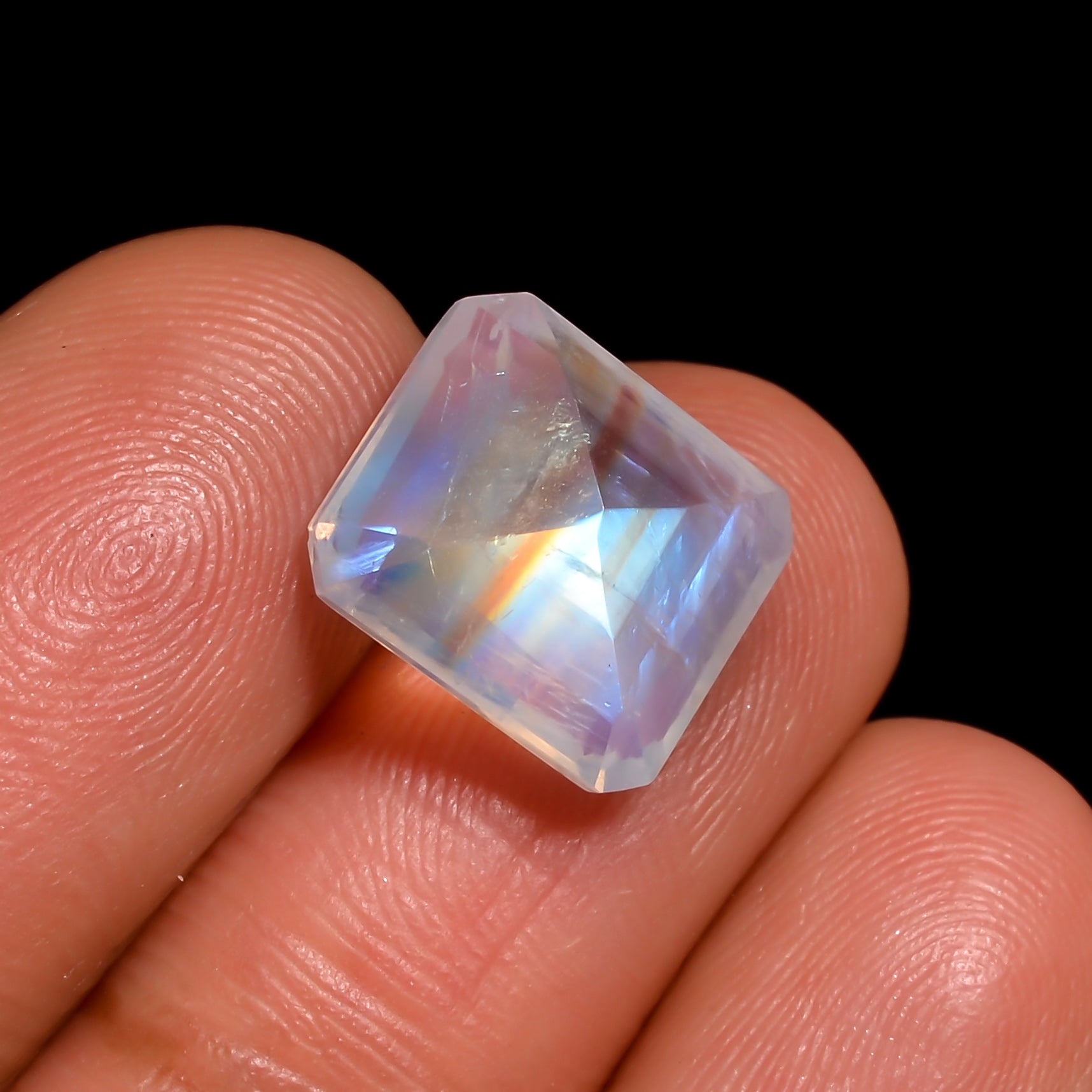 sky blue golden river moonstone radiant shape cut stone loose gemstone