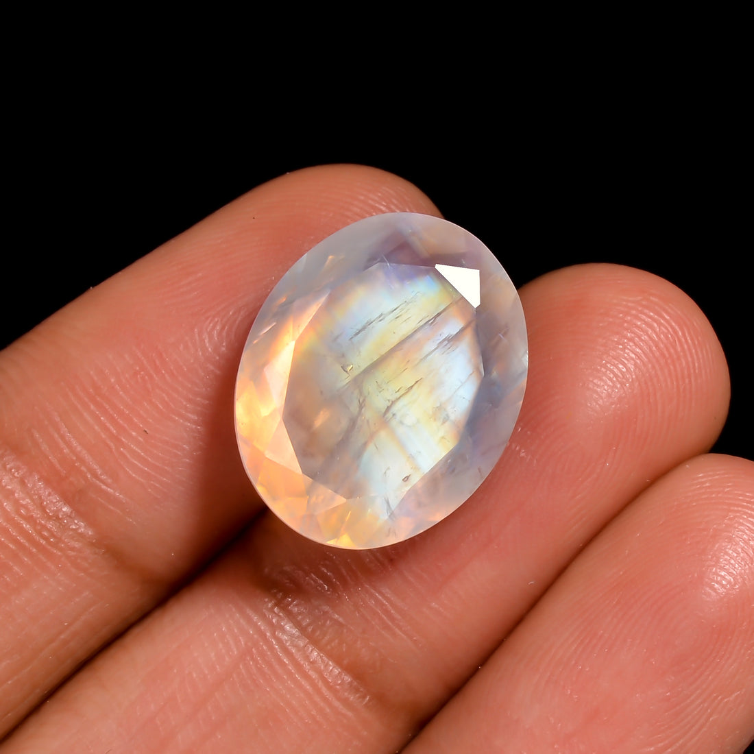 rainbow moonstone oval shape cut stone loose gemstone