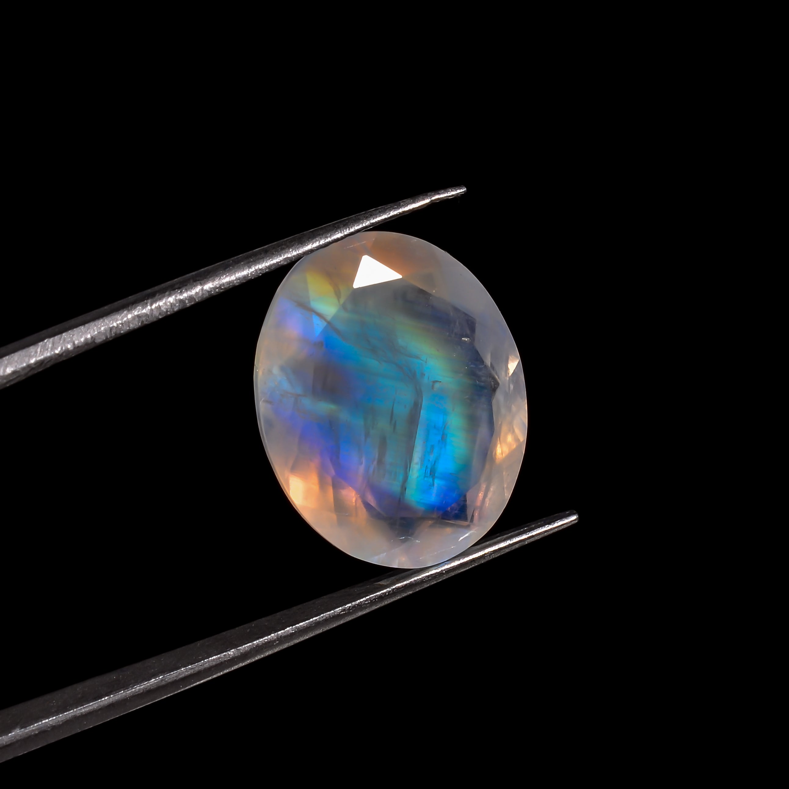rainbow moonstone oval shape cut stone loose gemstone