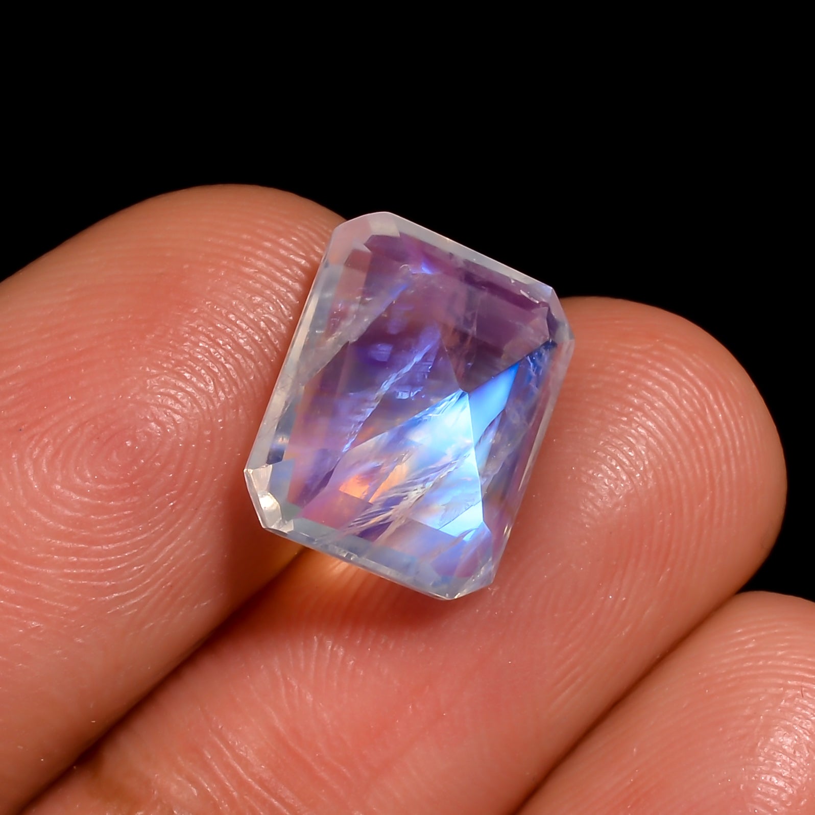 aqua prism moonstone radiant shape cut stone loose gemstone