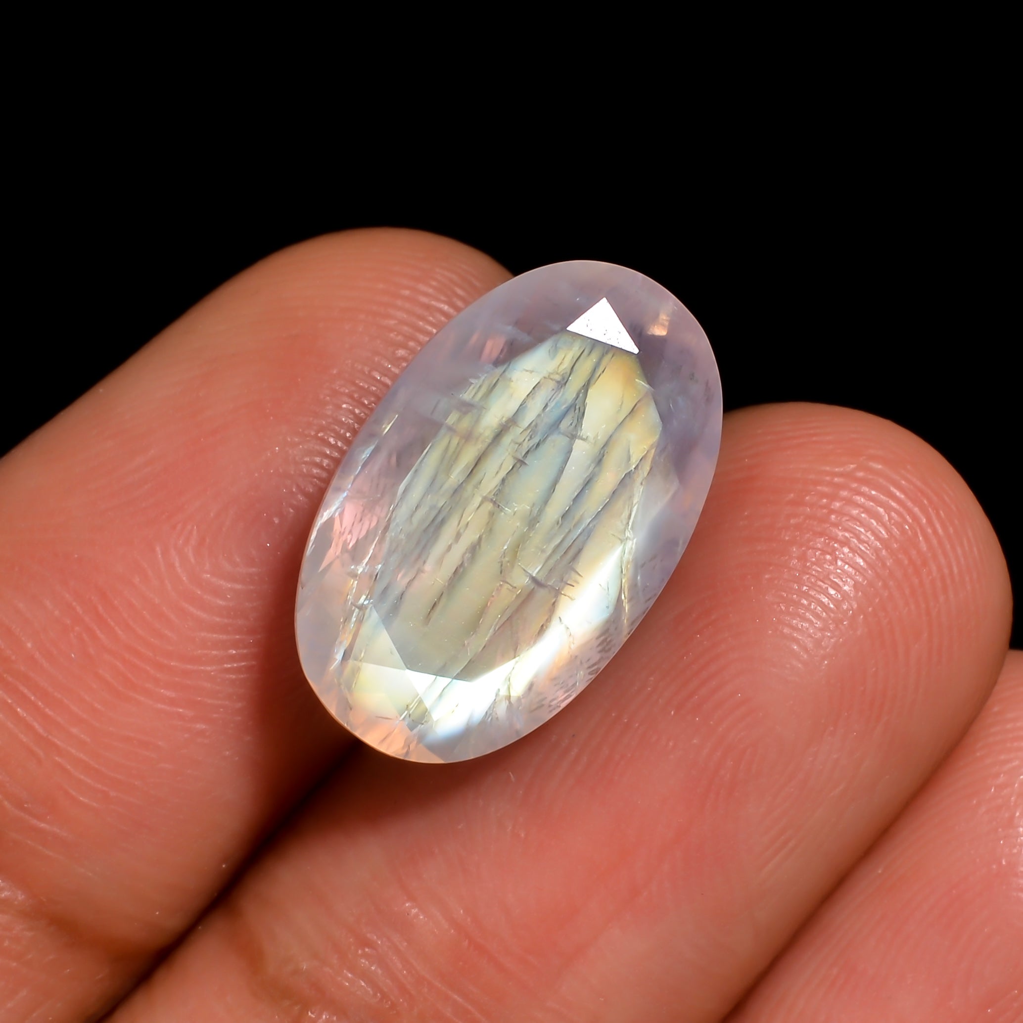 rainbow moonstone oval shape cut stone loose gemstone
