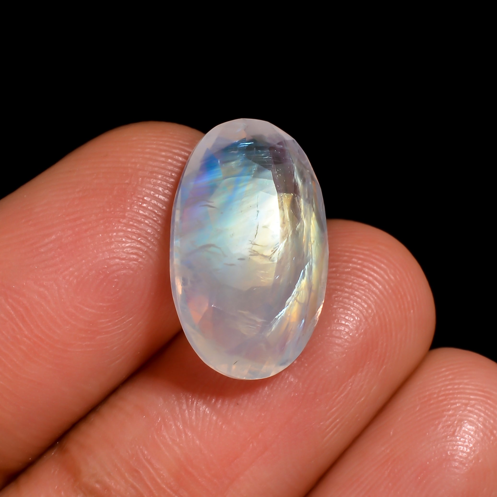 rainbow moonstone oval shape cut stone loose gemstone
