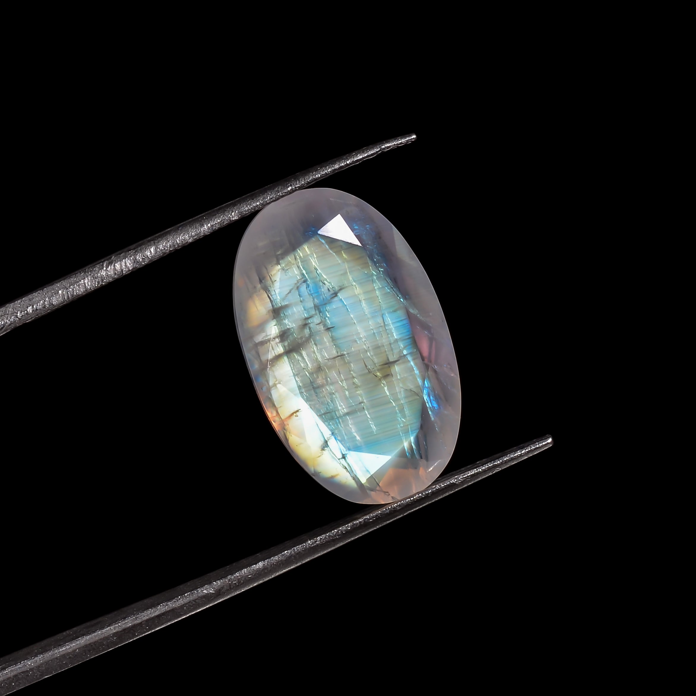 rainbow moonstone oval shape cut stone loose gemstone