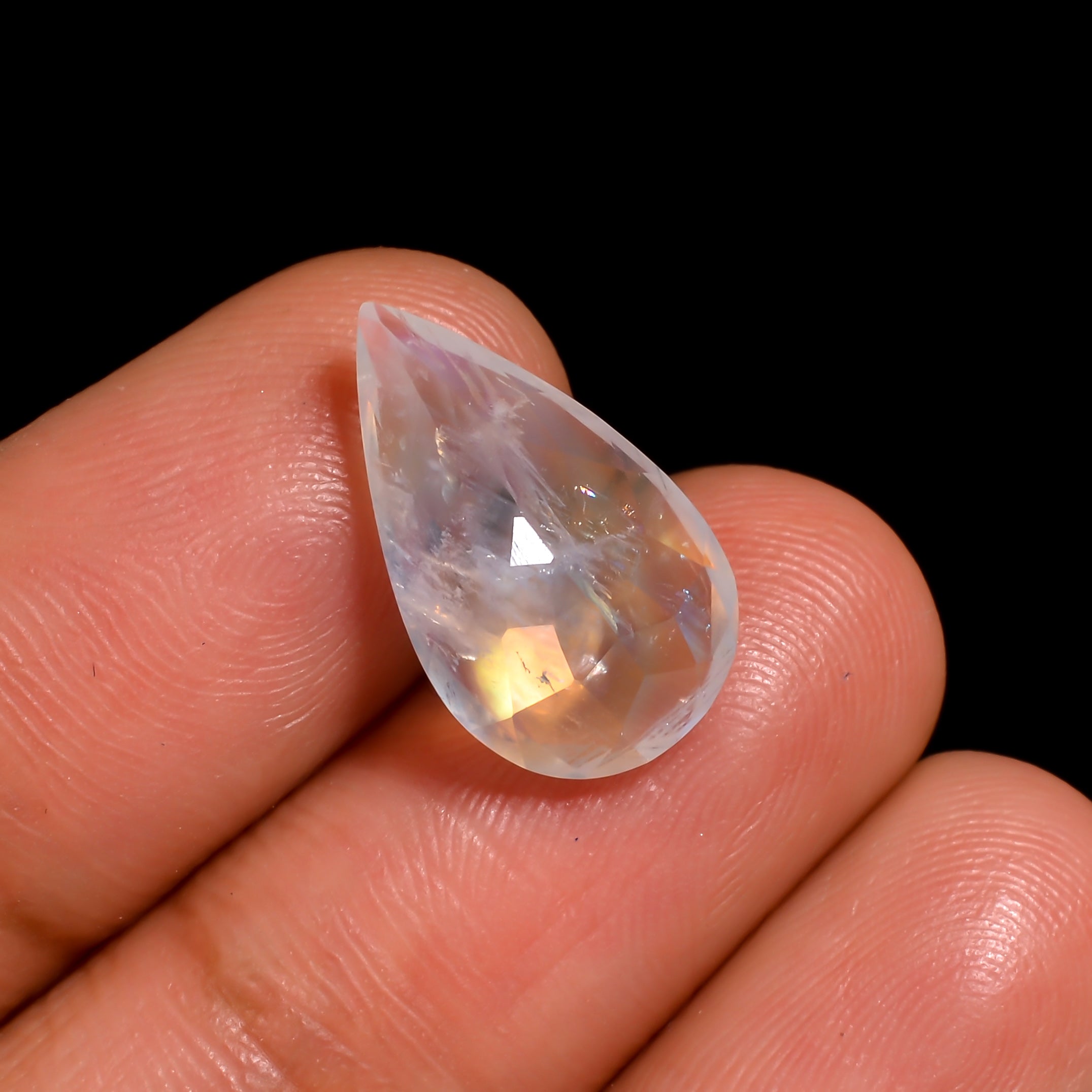 sunset flash moonstone pear shape cut stone loose gemstone