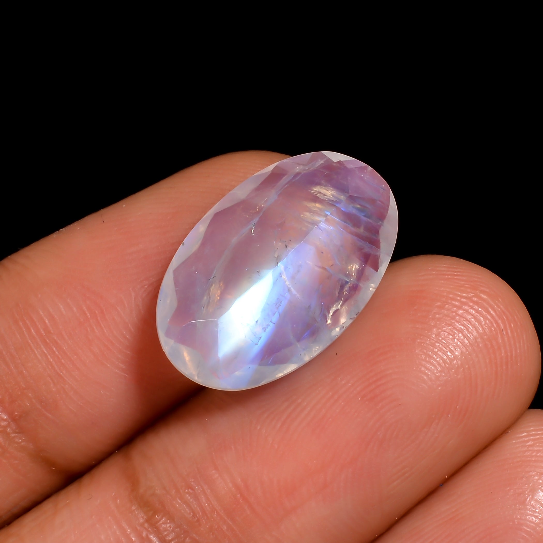 electric blue moonstone oval shape cut stone loose gemstone