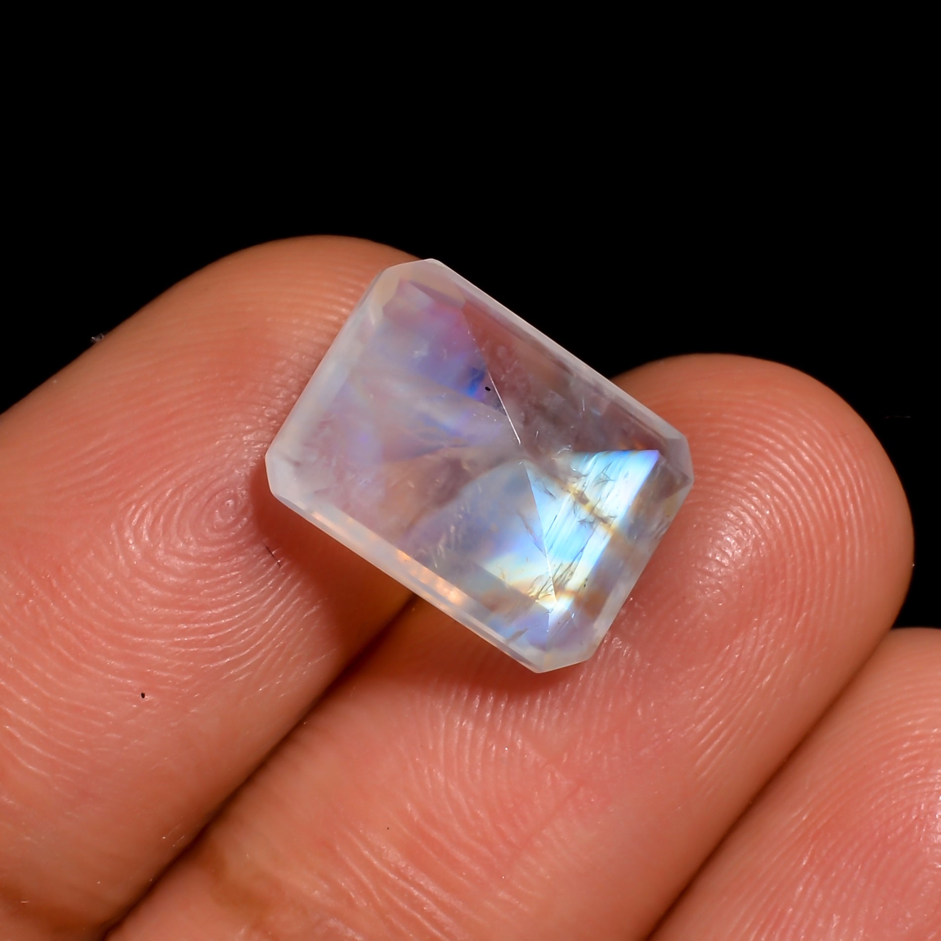 celestial ice moonstone radiant shape cut stone loose gemstone