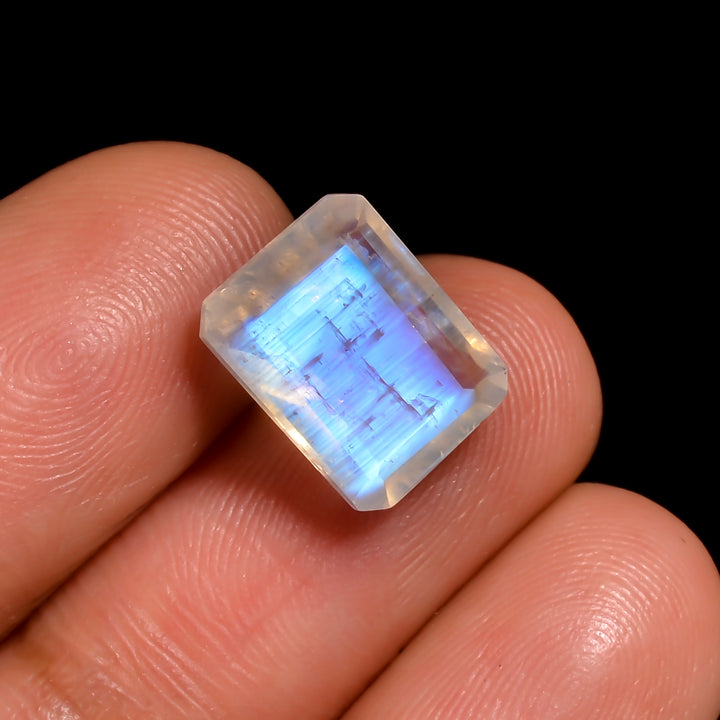 rainbow moonstone radiant shape cut stone loose gemstone