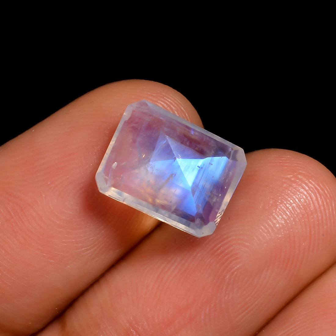 rainbow moonstone radiant shape cut stone loose gemstone