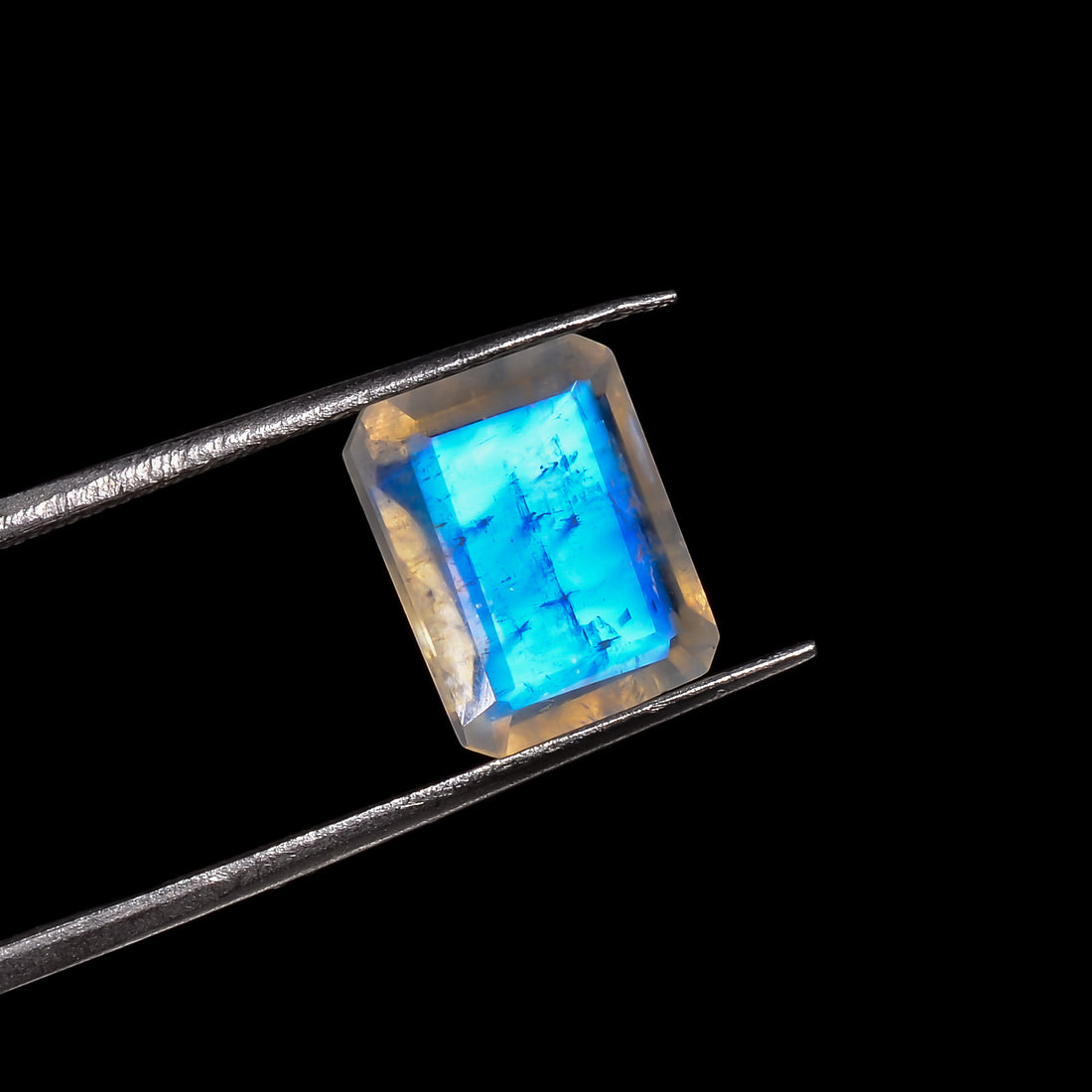 rainbow moonstone radiant shape cut stone loose gemstone