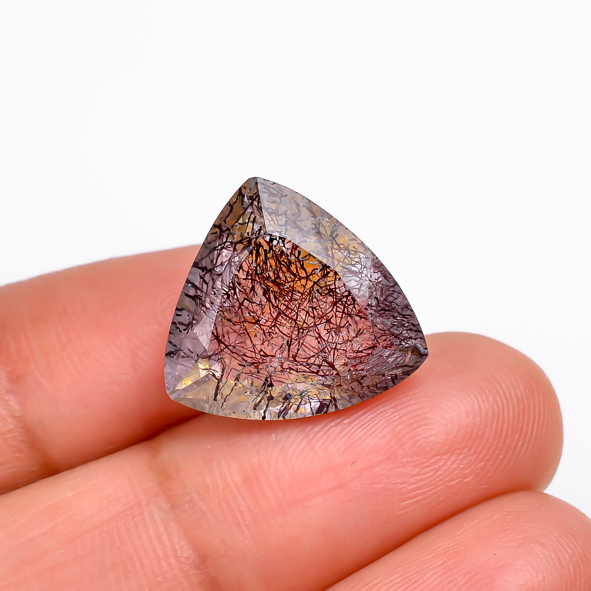 elestial hematite quartz trillion shape cut stone loose gemstone