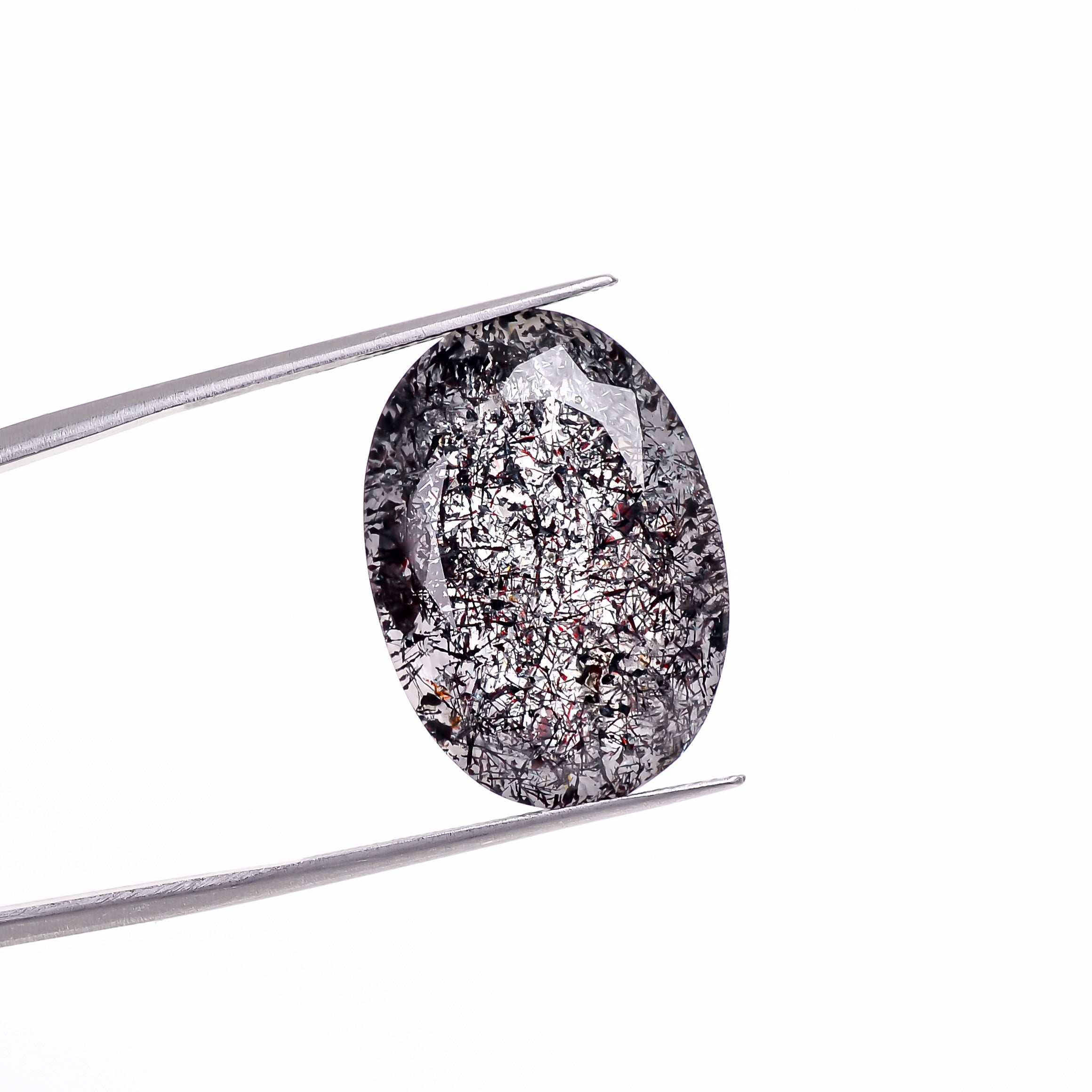 elestial hematite quartz oval shape cut stone loose gemstone