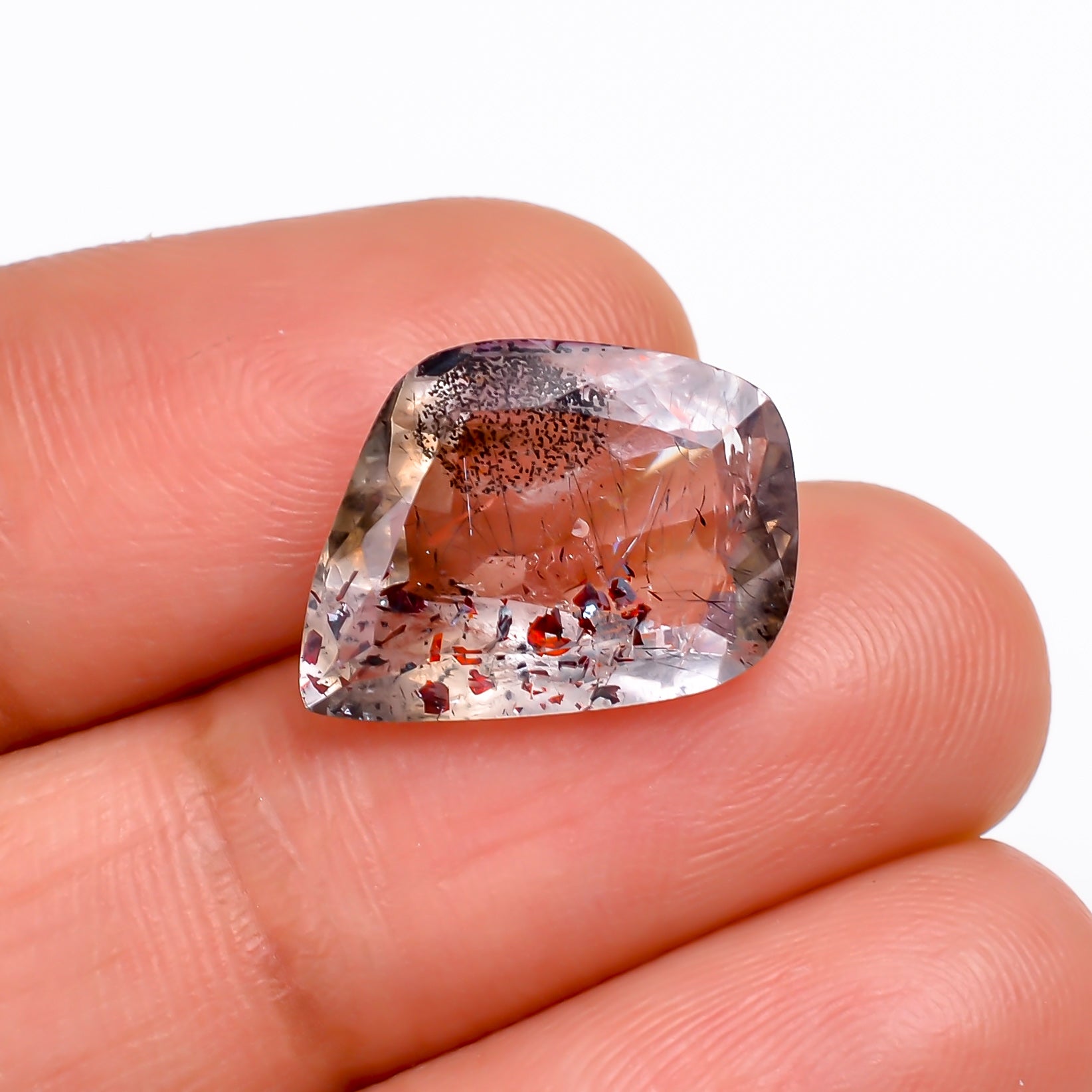 elestial hematite quartz fancy shape cut stone loose gemstone