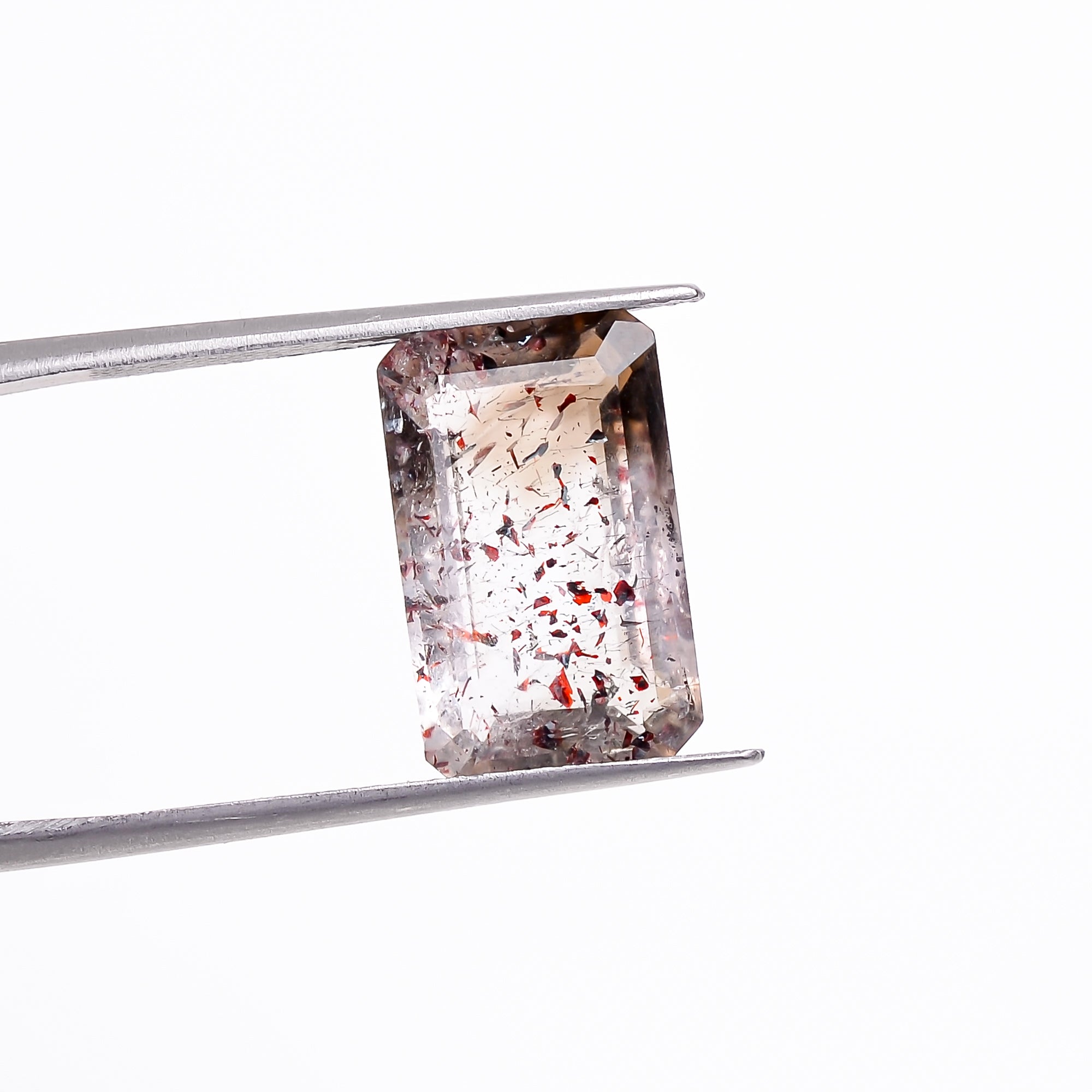 elestial hematite quartz radiant shape cut stone loose gemstone