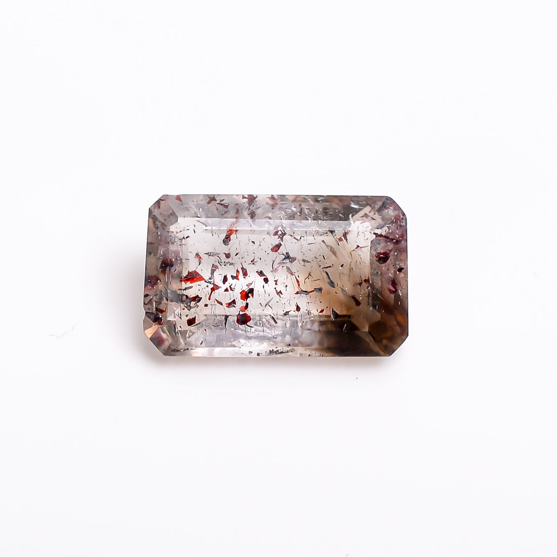 elestial hematite quartz radiant shape cut stone loose gemstone