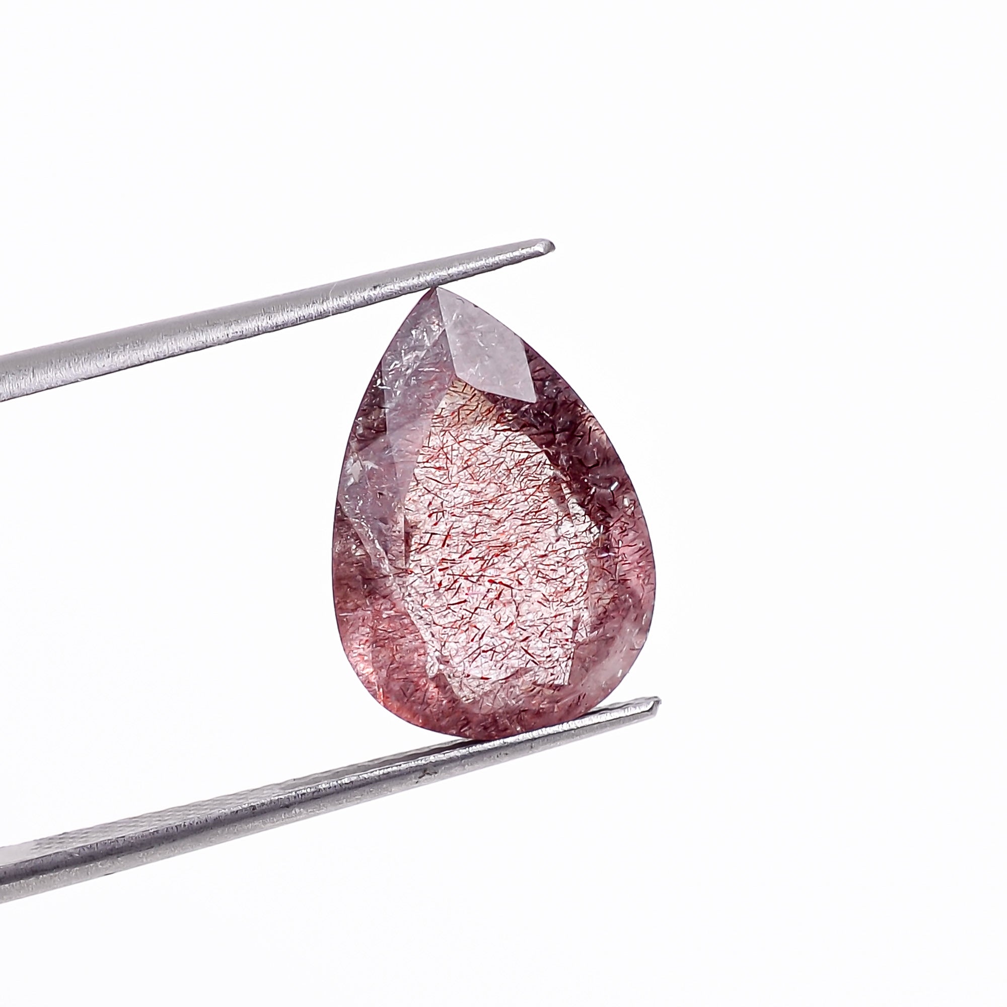 elestial hematite quartz pear shape cut stone loose gemstone