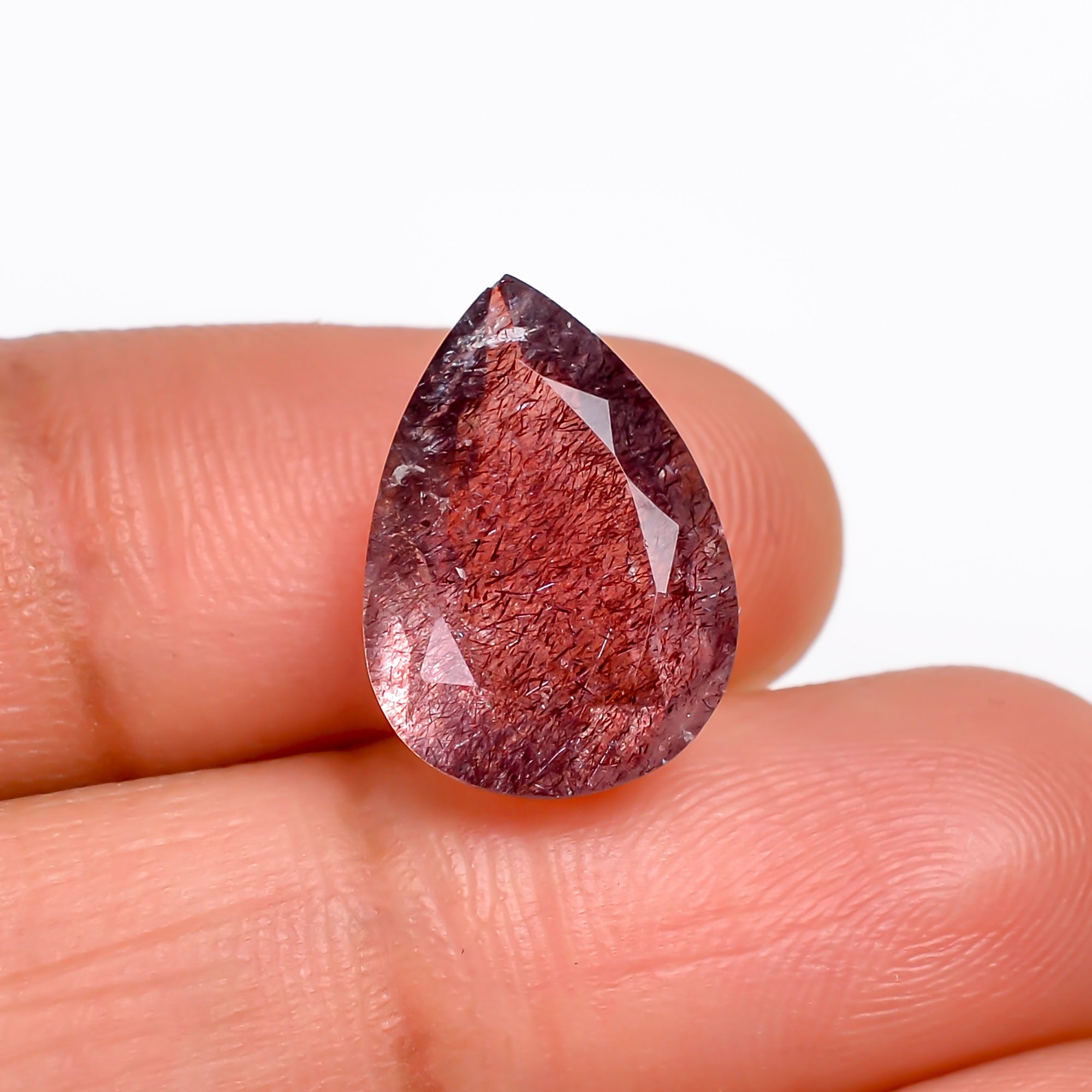 elestial hematite quartz pear shape cut stone loose gemstone