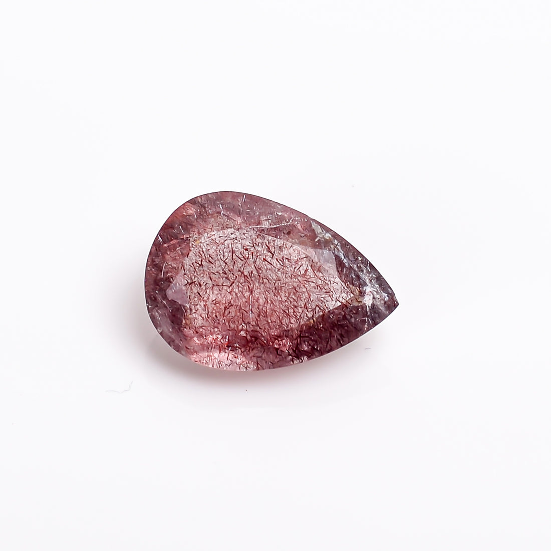 elestial hematite quartz pear shape cut stone loose gemstone