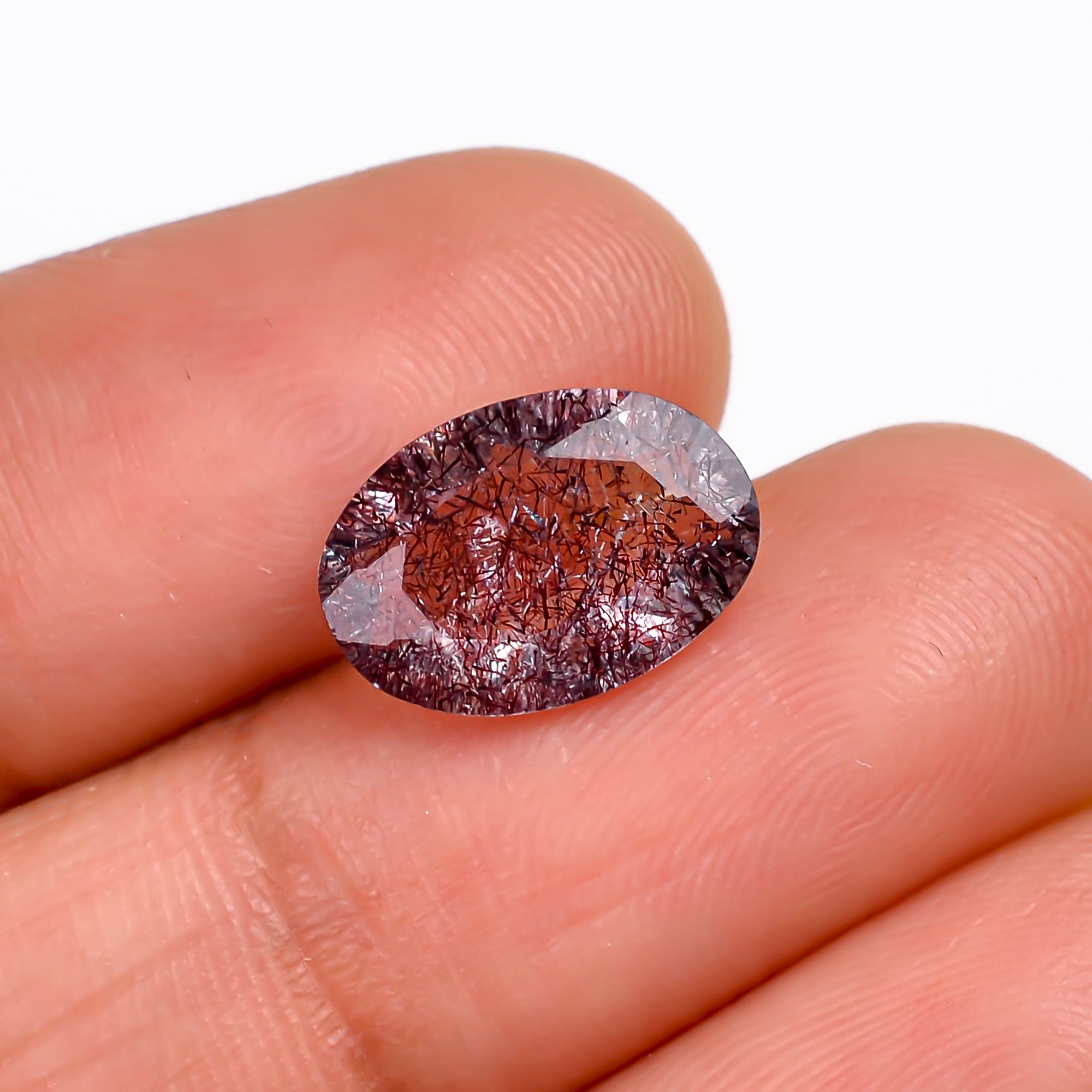 elestial hematite quartz oval shape cut stone loose gemstone