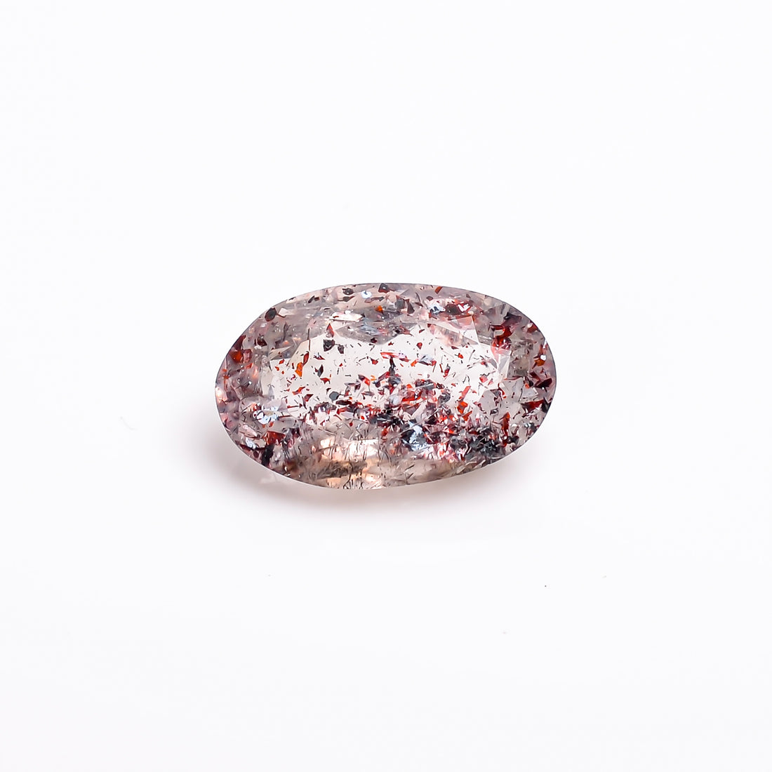 elestial hematite quartz oval shape cut stone loose gemstone