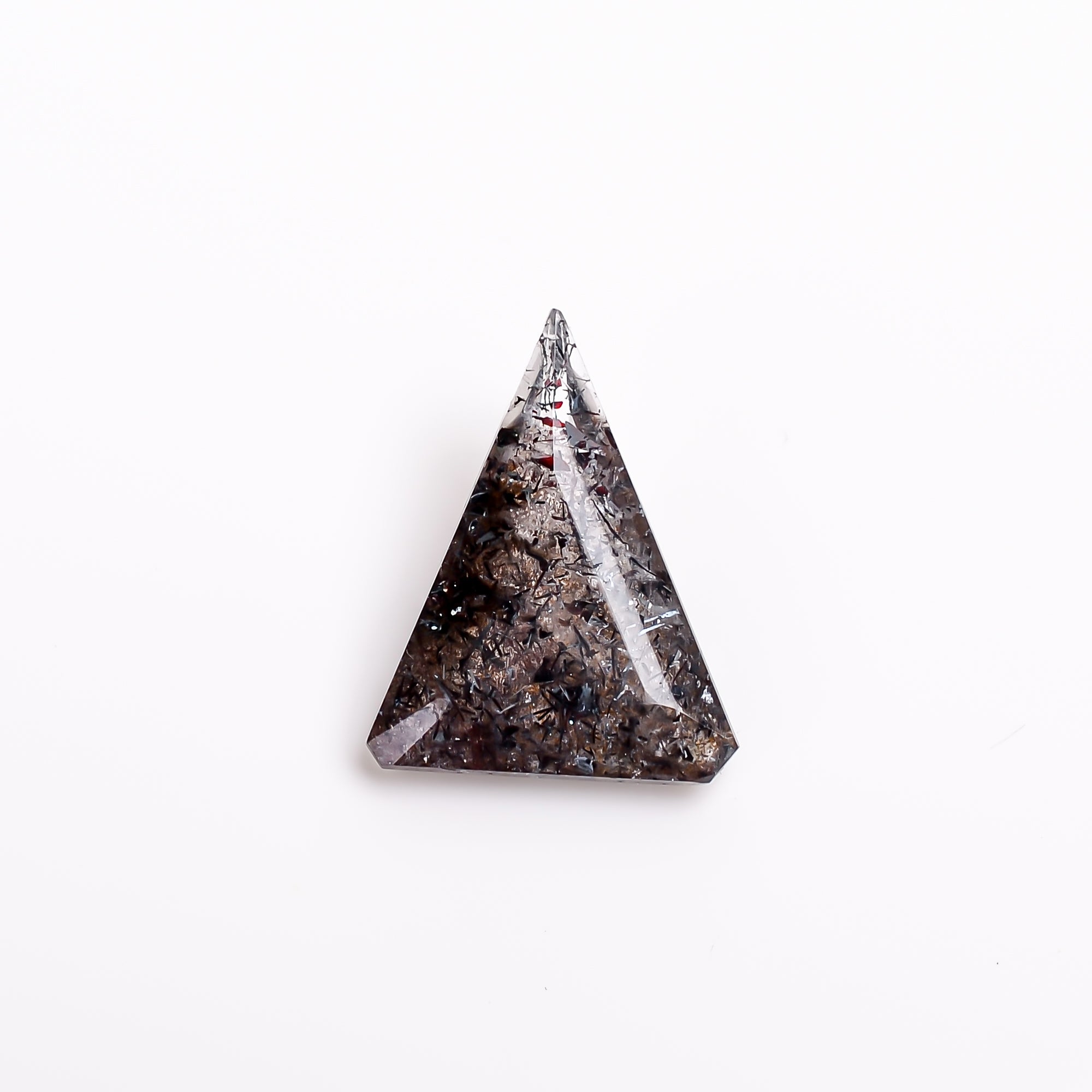 elestial hematite quartz triangle shape cut stone loose gemstone