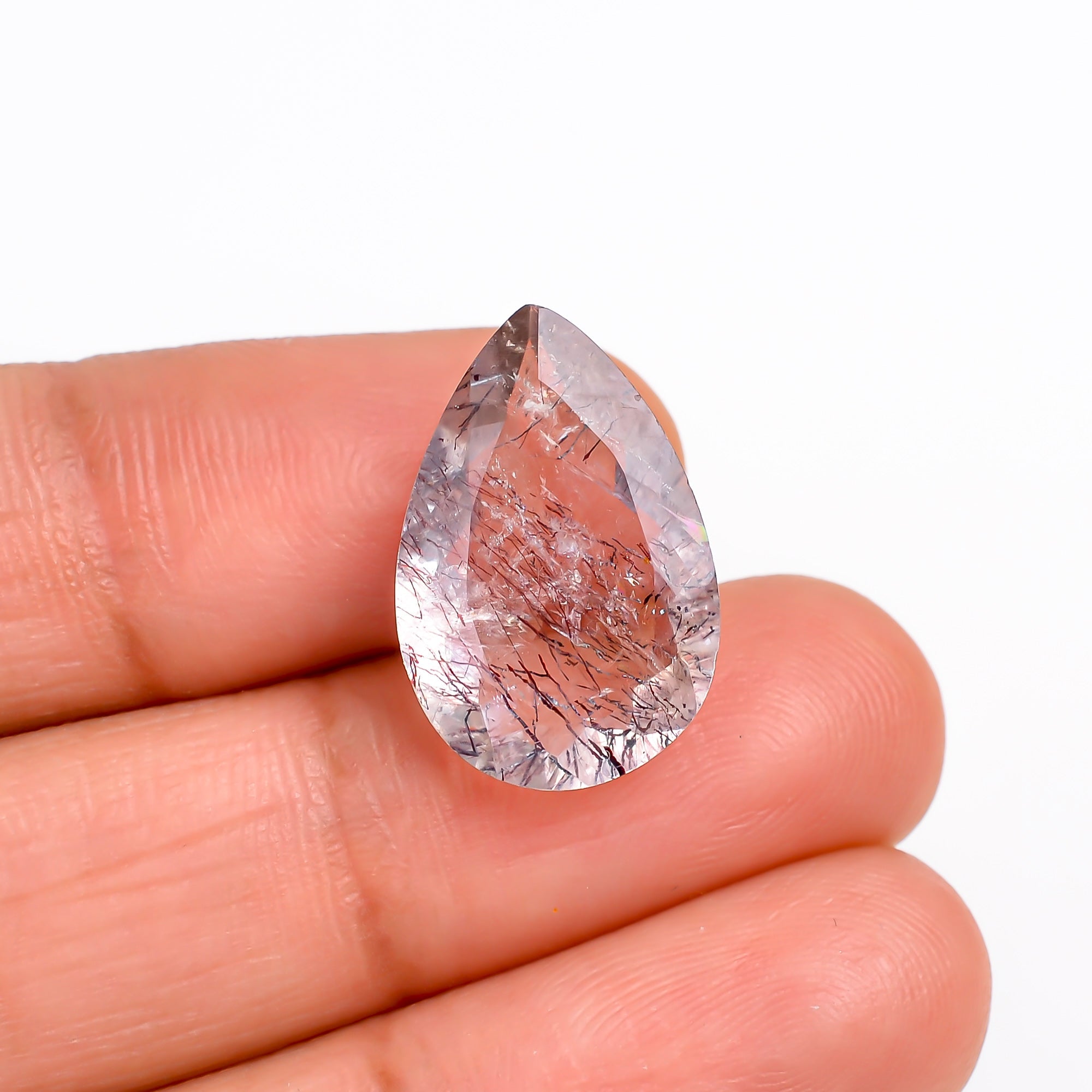 elestial hematite quartz triangle shape cut stone loose gemstone