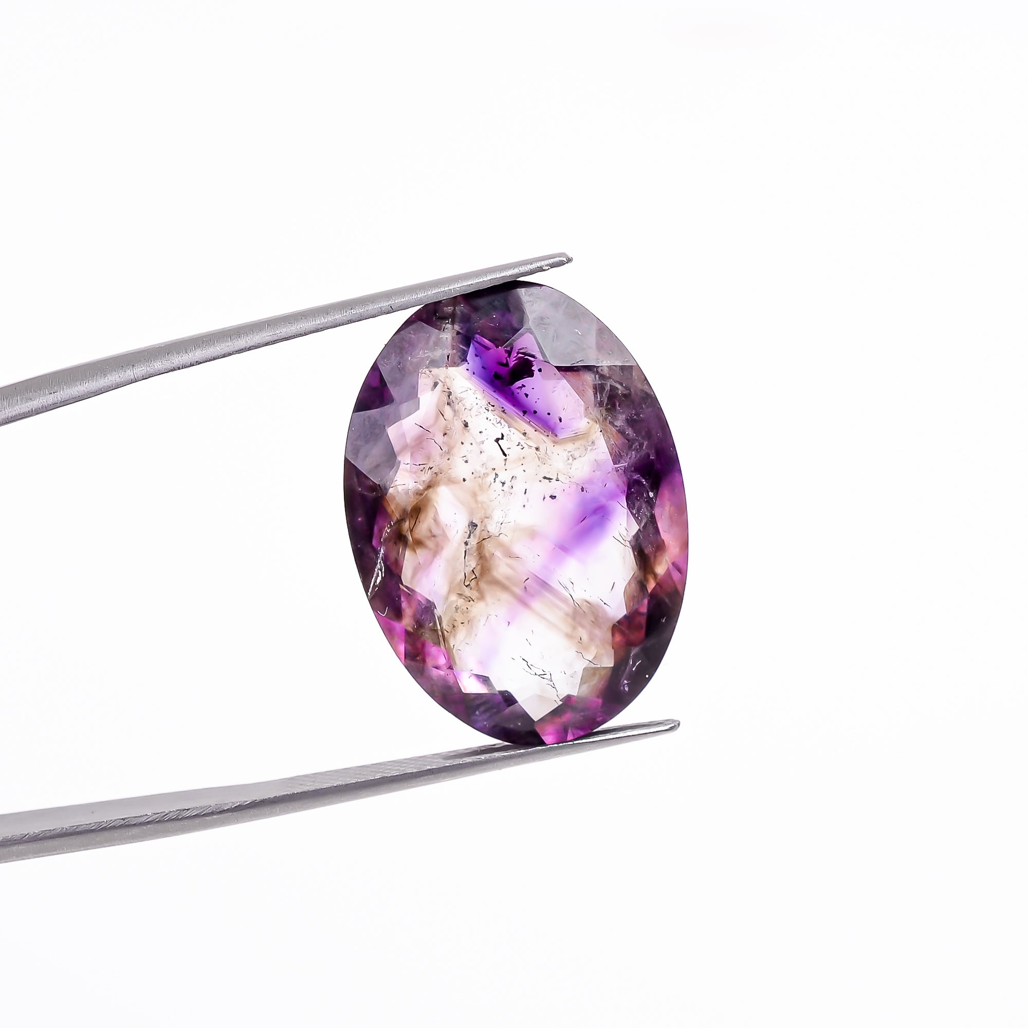 elestial hematite quartz oval shape cut stone loose gemstone